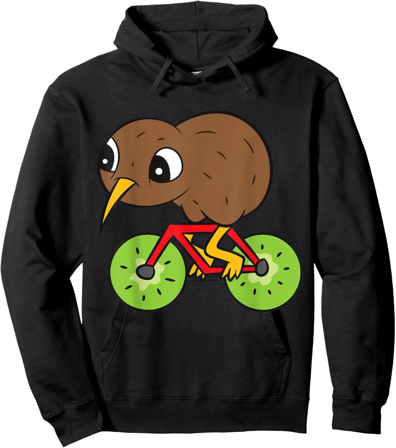 Kiwi Bird On Kiwi Bicycle Kawaii Kiwi Hoodie - Hoodie | Black