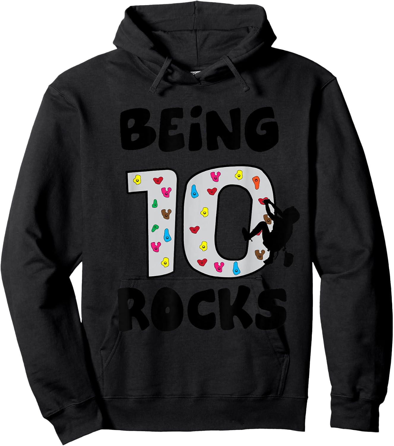 Rock Climbing Funny 10 Years Old 10th Birthday Gift Kids Hoodie - Hoodie | Black