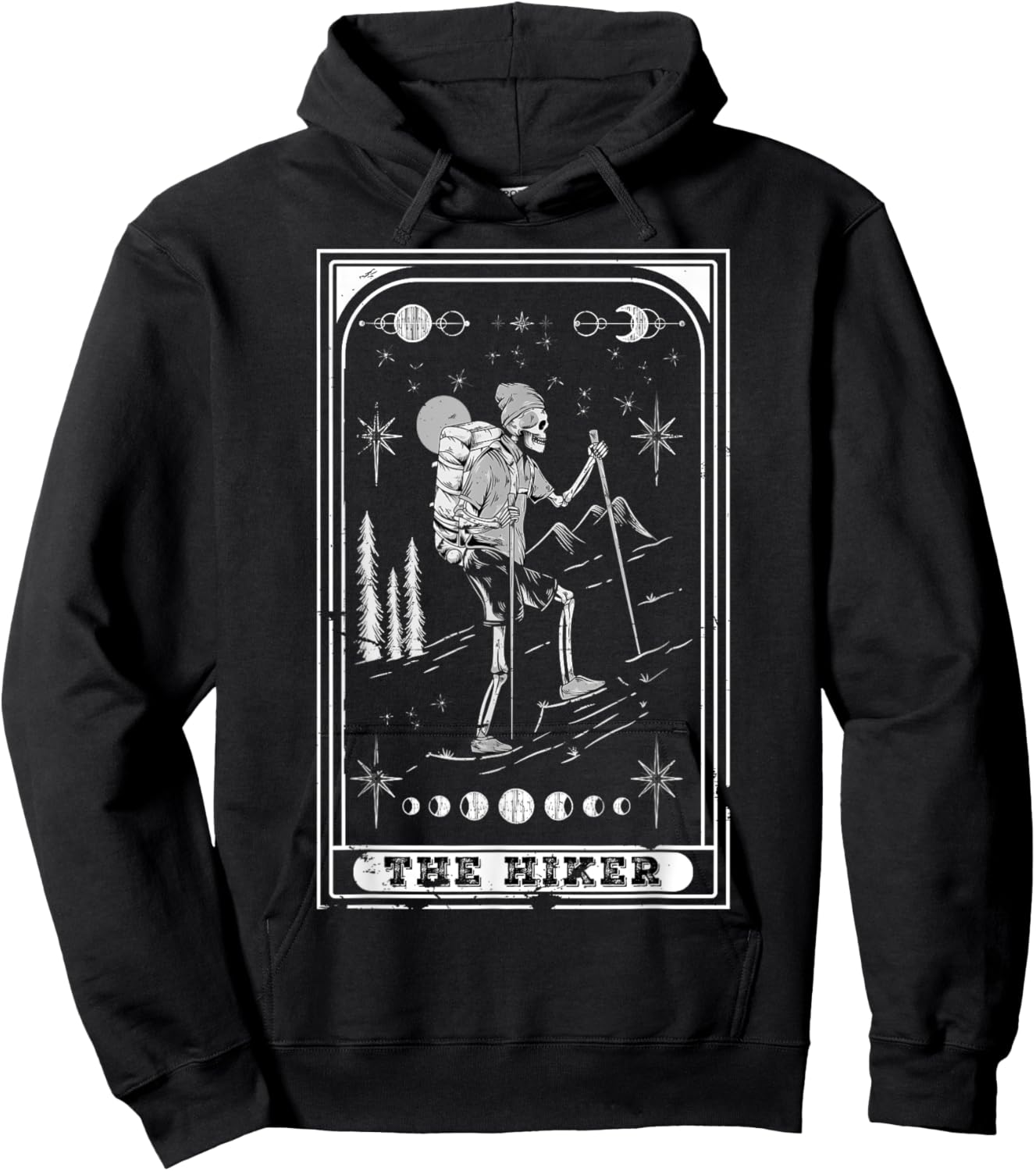 The Hiker Goth Skeleton Tarot Card Nature hiking Hoodie - Hoodie | Black