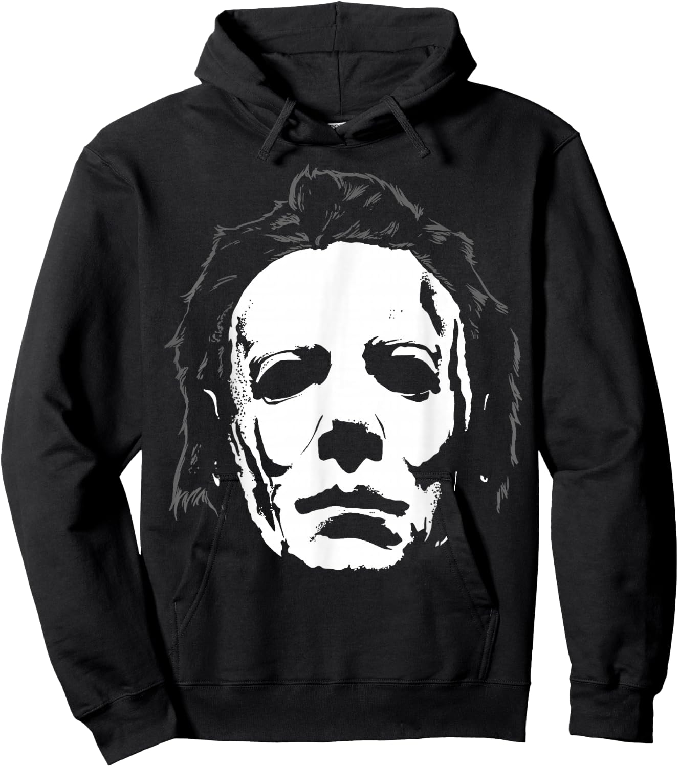 Halloween Michael Myers Mask Big Face Hoodie - Hoodie | Black