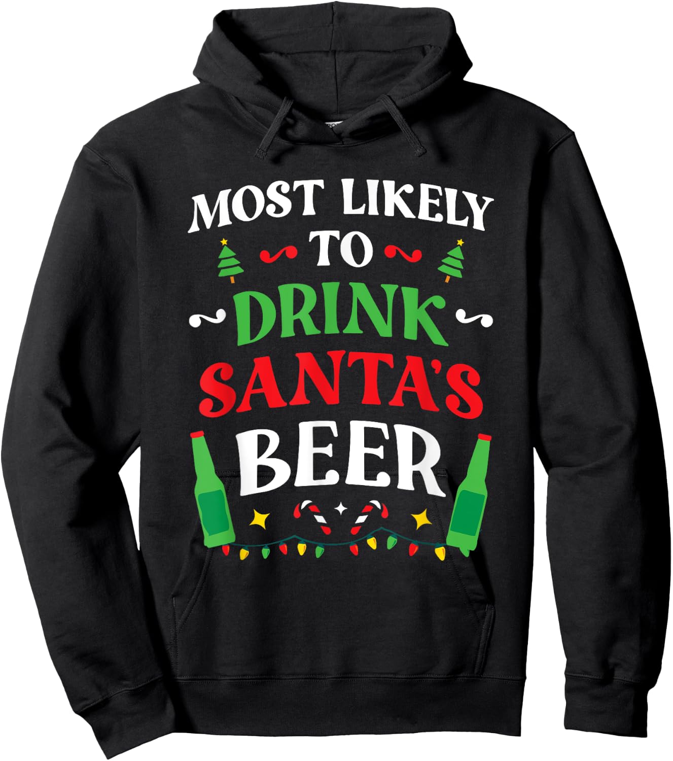 Most Likely To Drink Santa's Beer Family Christmas Matching Hoodie - Hoodie | Black