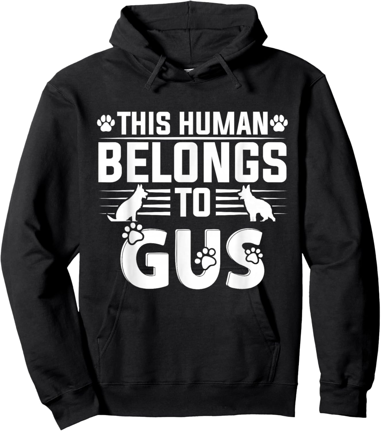 Dog Name Gus Personalised Gift This Human Belongs To a Dog Hoodie - Hoodie | Black