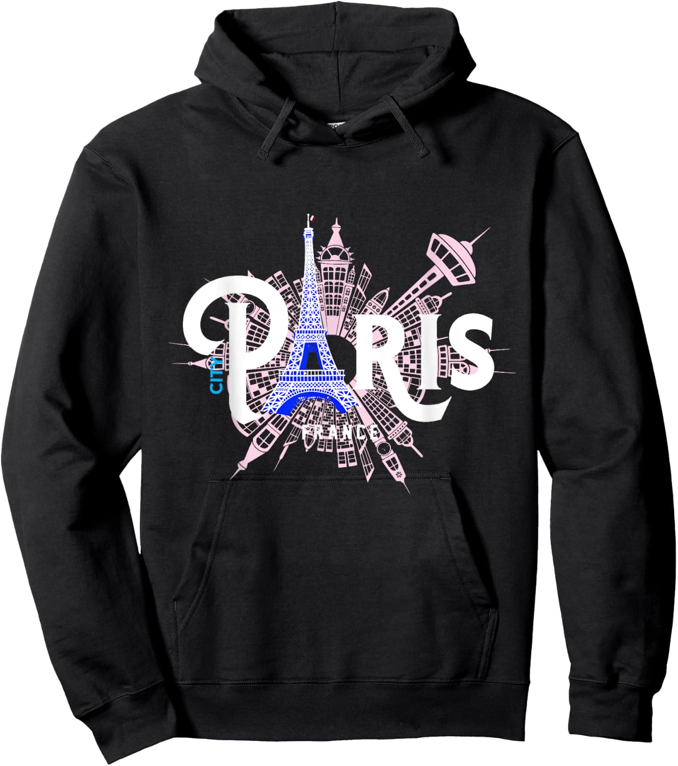 The Eiffel Tower And Iconic Buildings Vintage Paris Travel Hoodie - Hoodie | Black