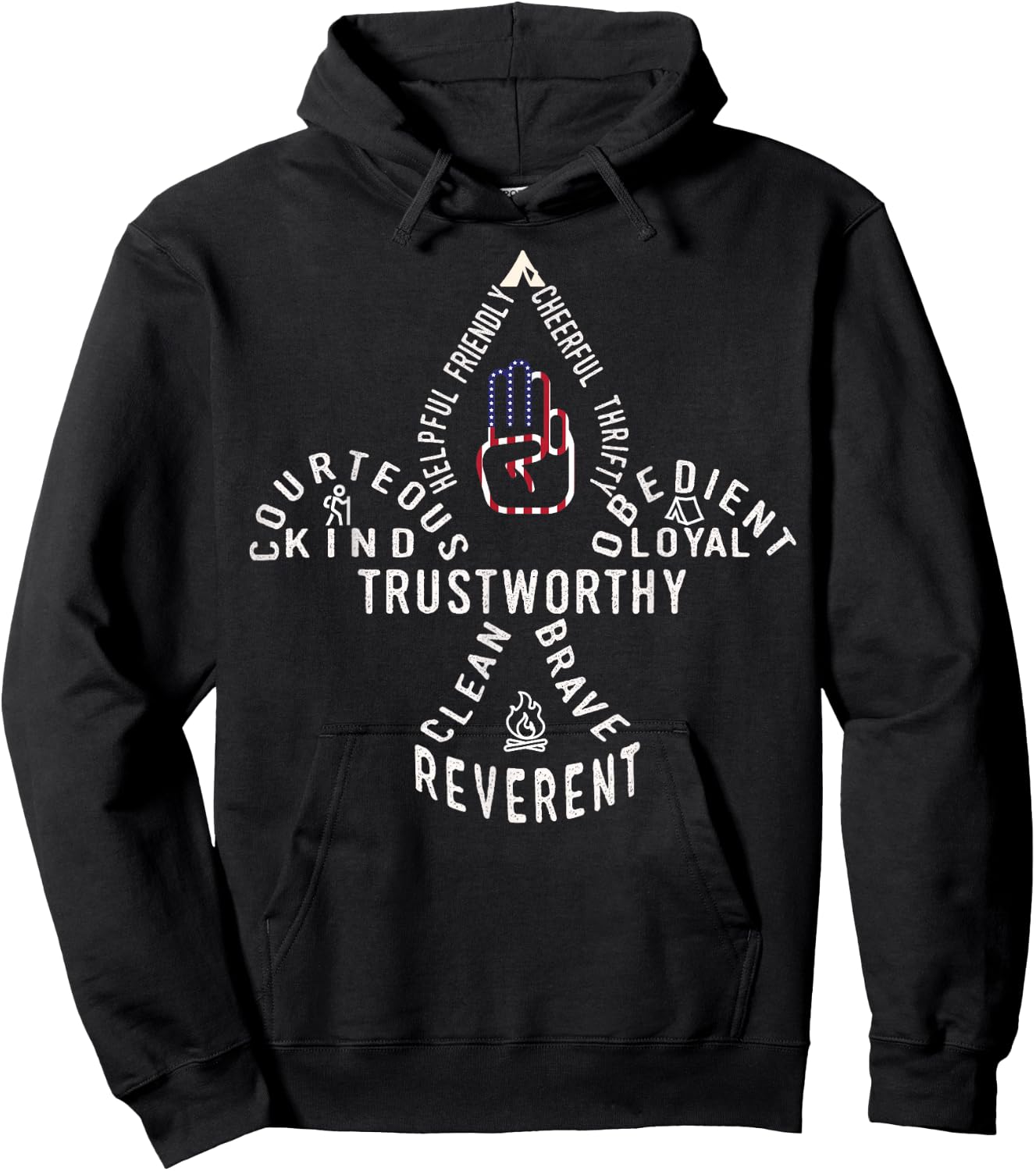 USA Scouting | American Flag Scouting Law Hoodie - Hoodie | Black