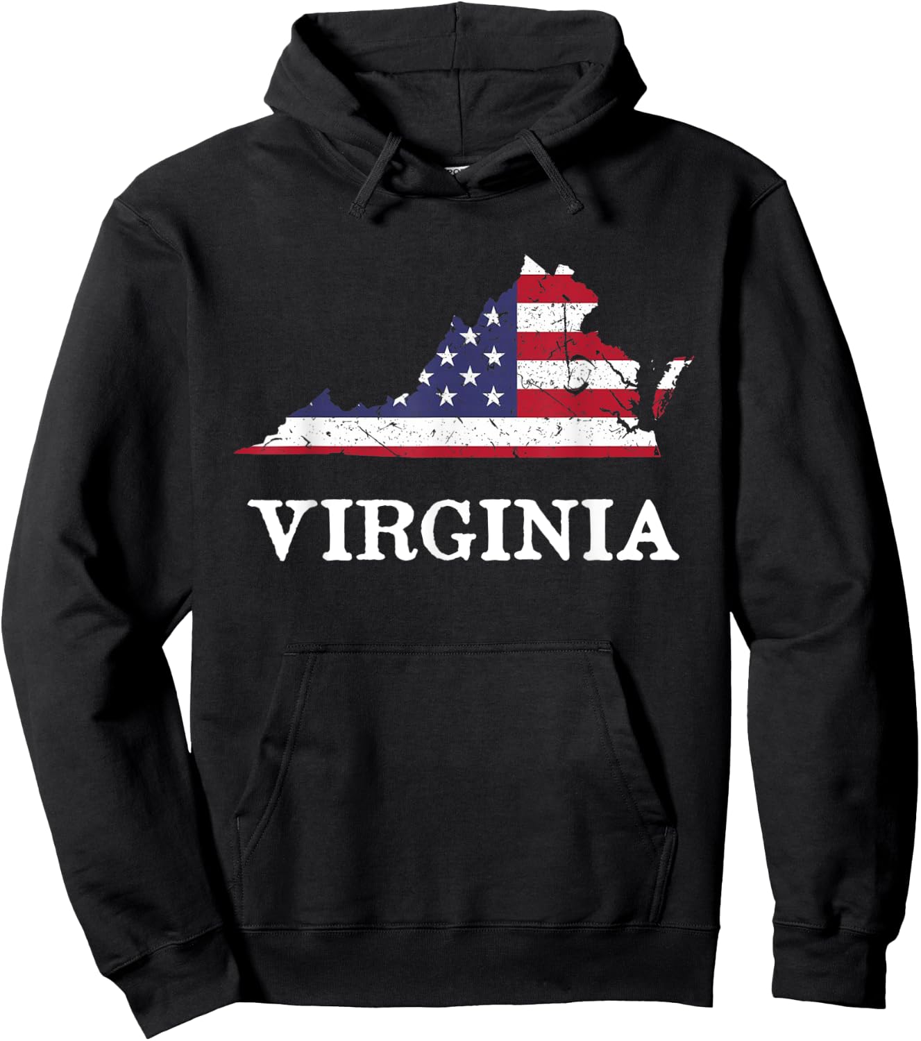Virginia Map State American Flag 4th Of July Pride Kids Men Hoodie - Hoodie | Black