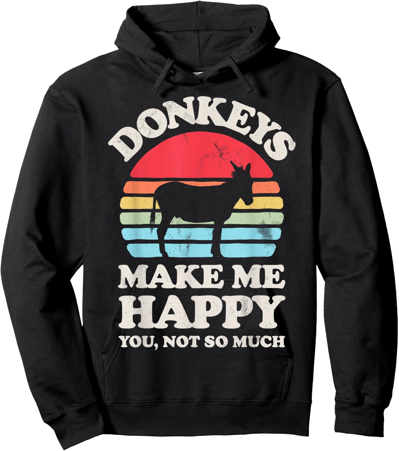 Donkeys Make Me Happy Donkey Lover Farmer Farm Animal Retro Hoodie - Hoodie | Black