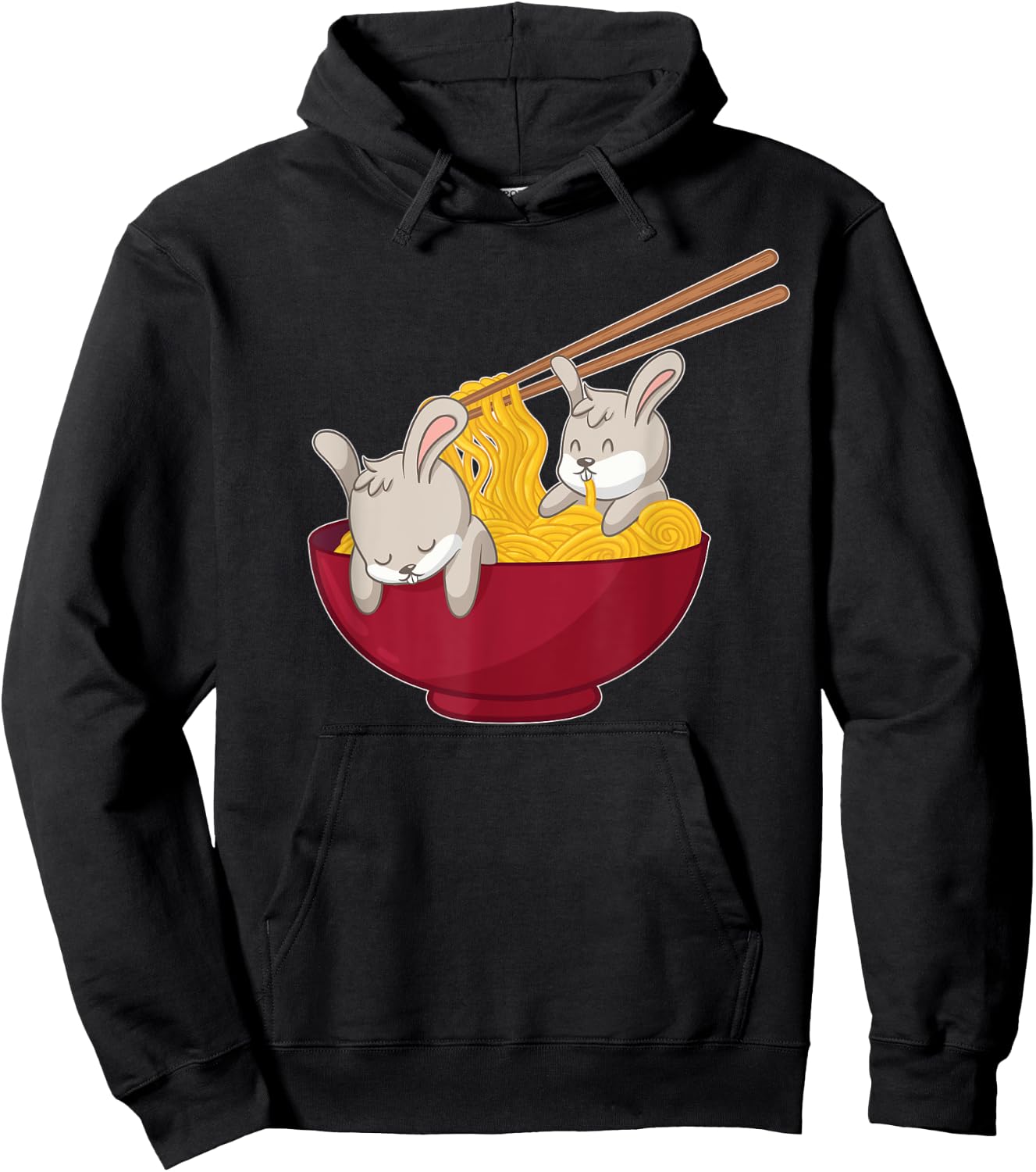 Kawaii Anime Japanese Ramen Noodles Bunny Rabbit Gift Hoodie - Hoodie | Black