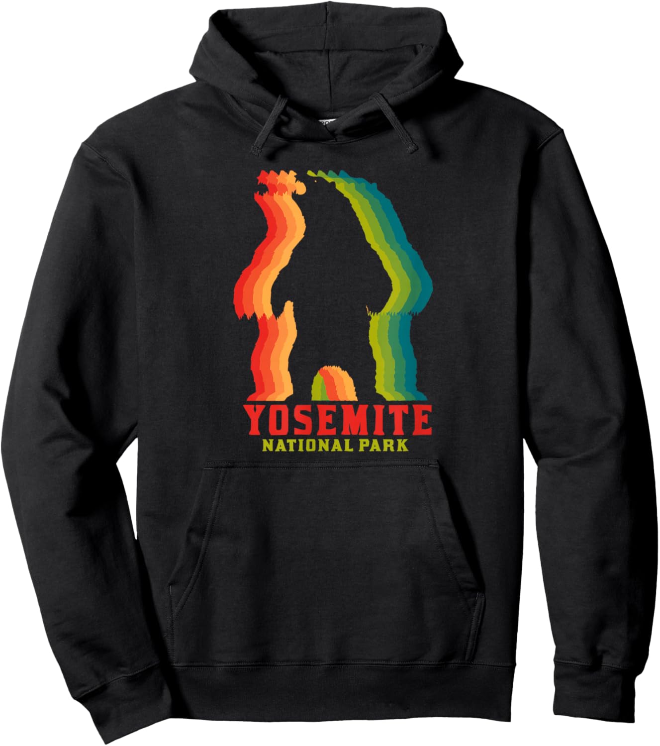 Yosemite National Park Colorful Bear Graphic Hoodie - Hoodie | Black