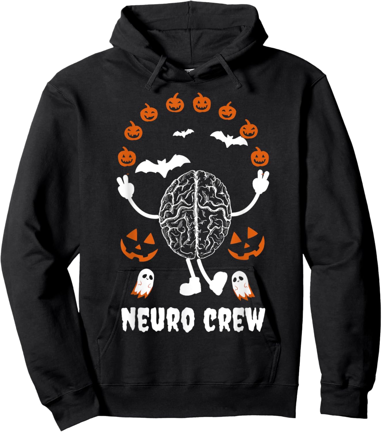 Neuro Nurse Crew Halloween Anatomical Brain Anatomy Pumpkins Hoodie - Hoodie | Black
