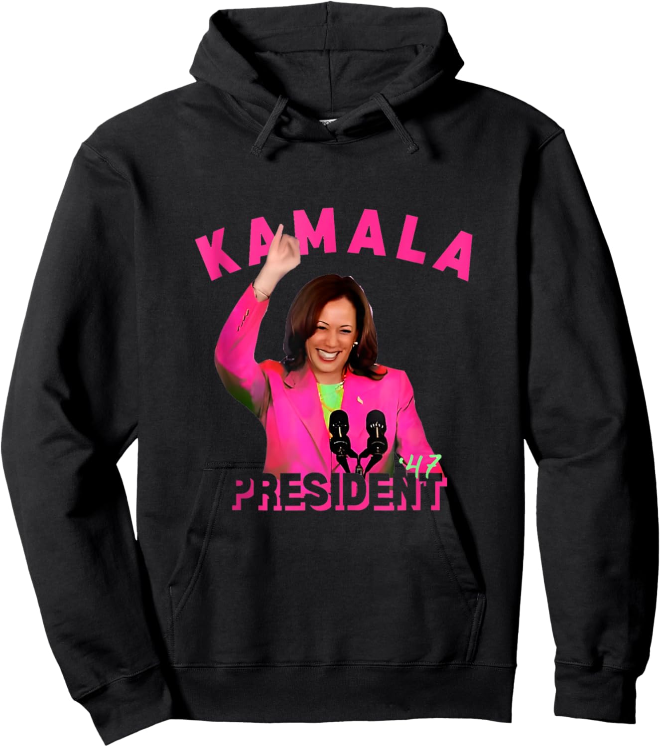 Kamala Harris Aka for President 47 Pink Comma La 2024 Women Hoodie - Hoodie | Black