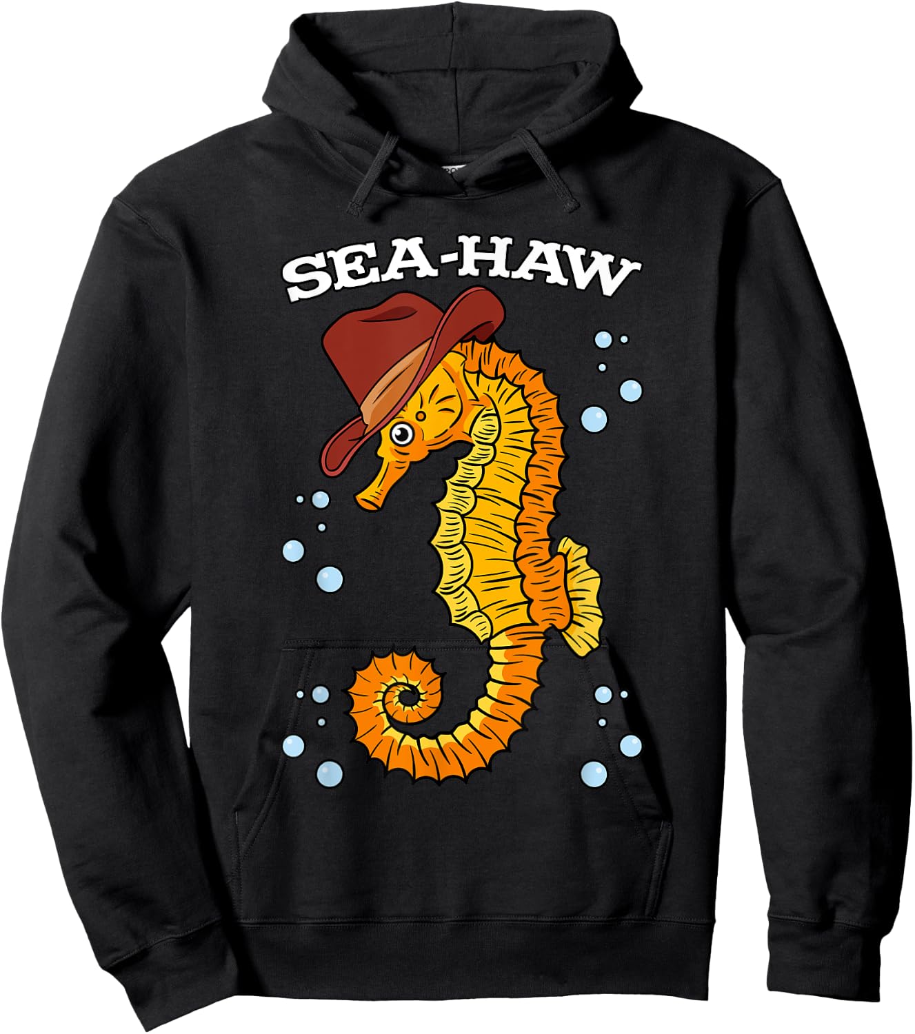 Seahorse Cowboy Hat Aquatic Sea Animal Fish Hippocampus Hoodie - Hoodie | Black