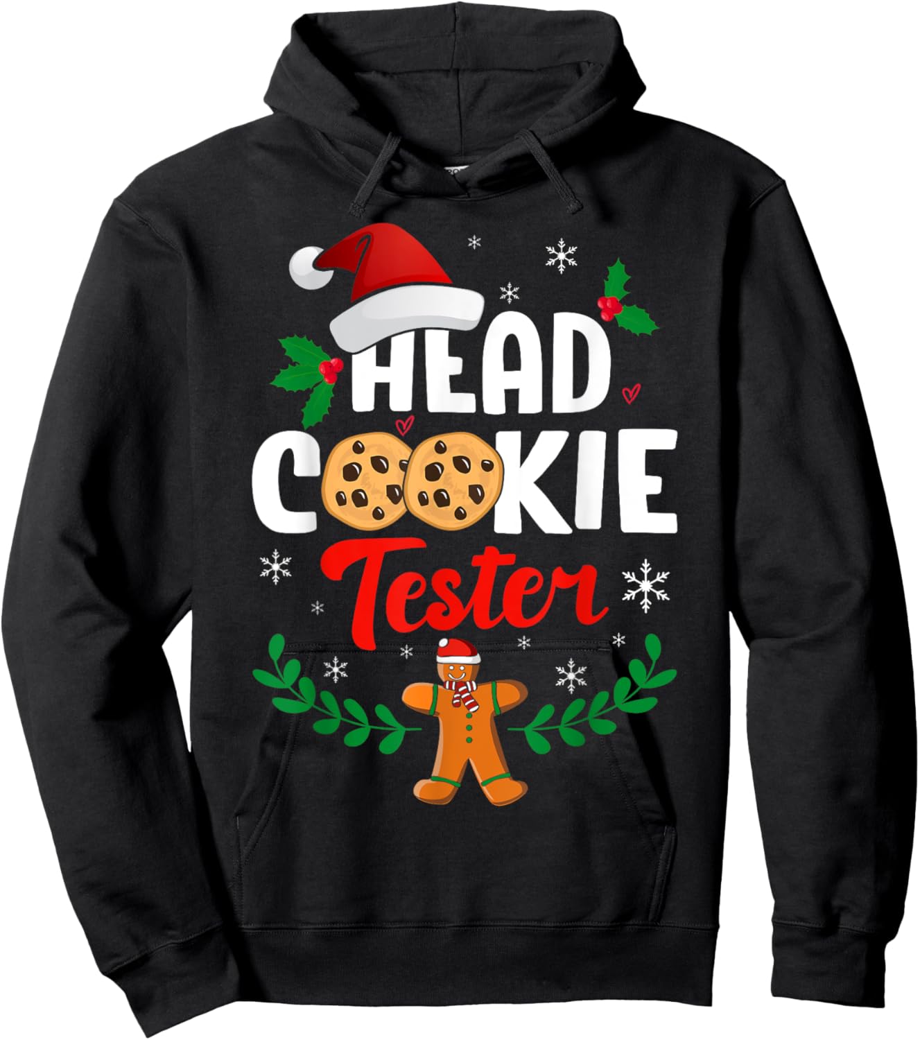 Funny Christmas Head Cookie Tester Ugly Xmas Sweater Hoodie - Hoodie | Black