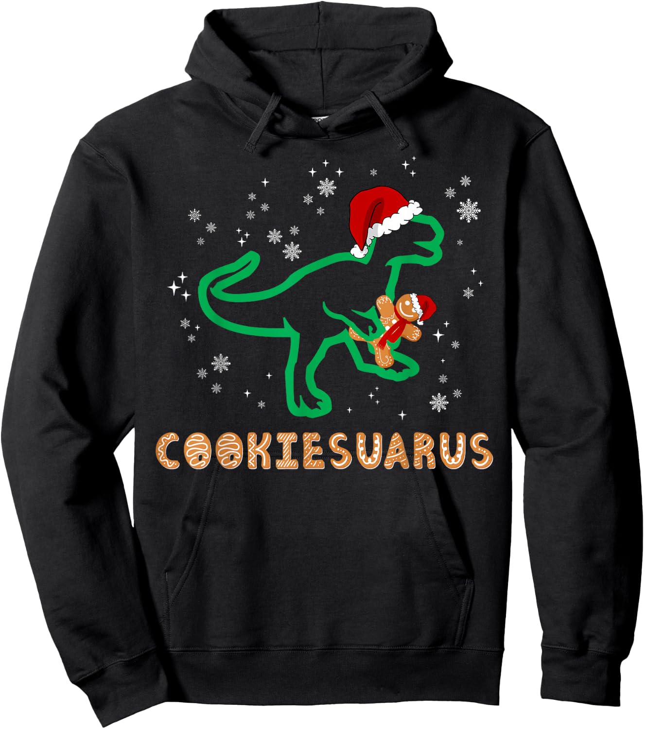 Cookiesaurus Christmas Dinosaur Rex Sugar Cookie Hoodie - Hoodie | Black