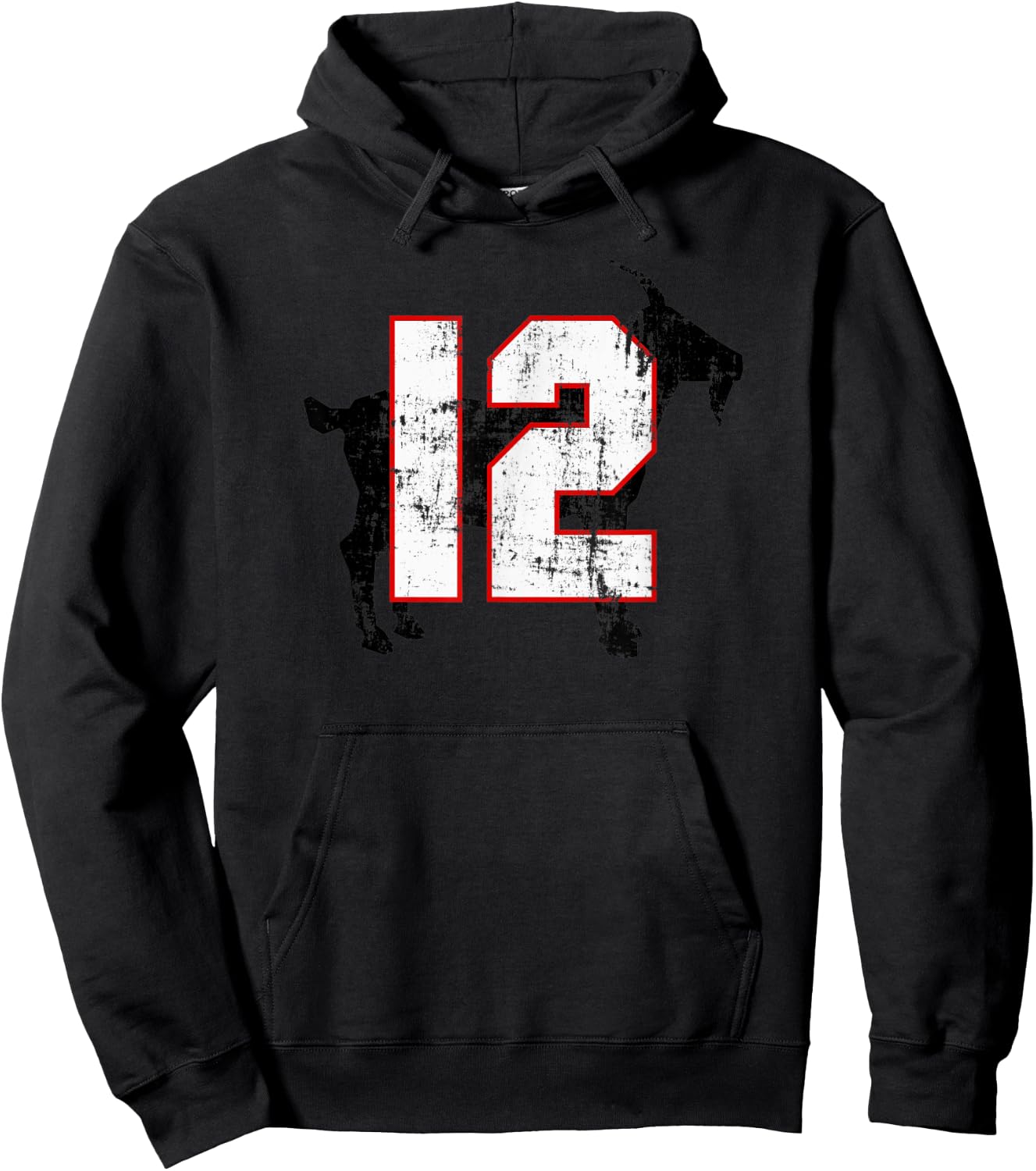 GOAT 12 Greatest (Player) Of All Time Football Distressed Hoodie - Hoodie | Black