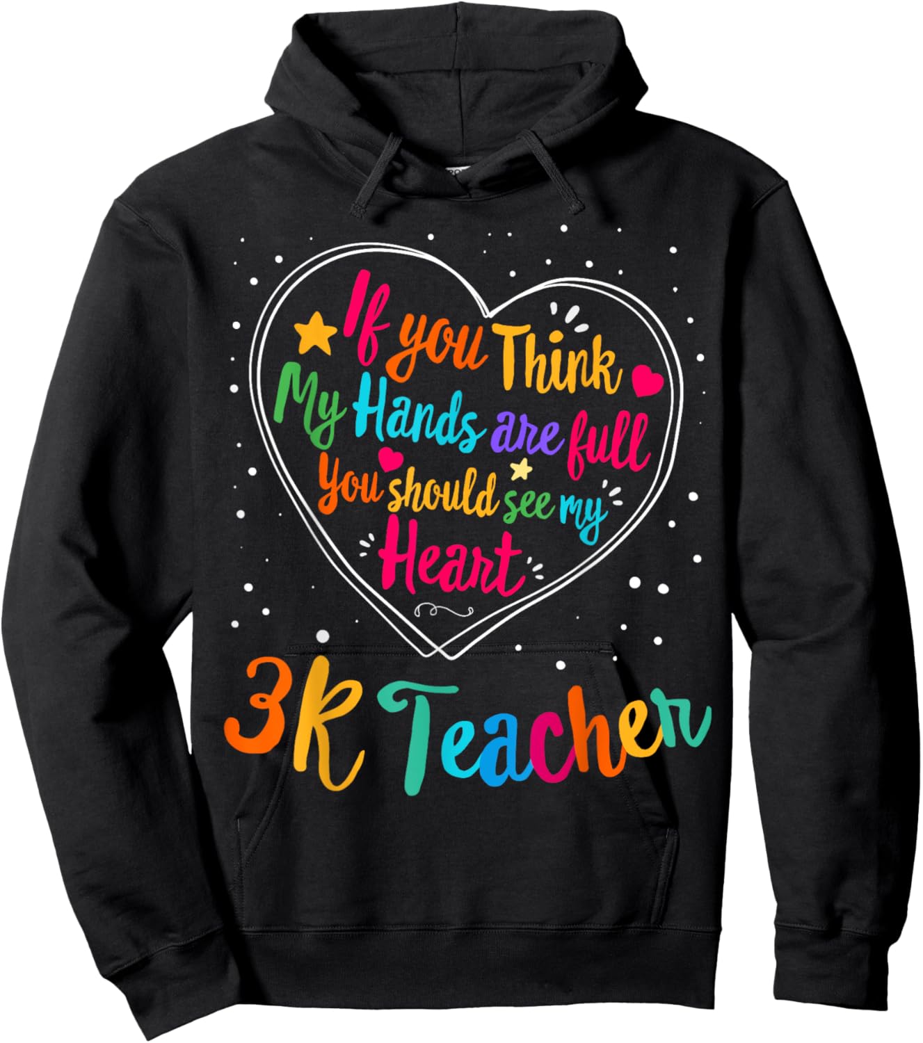 3K Teacher Appreciation Week Back to School Heart Hoodie - Hoodie | Black