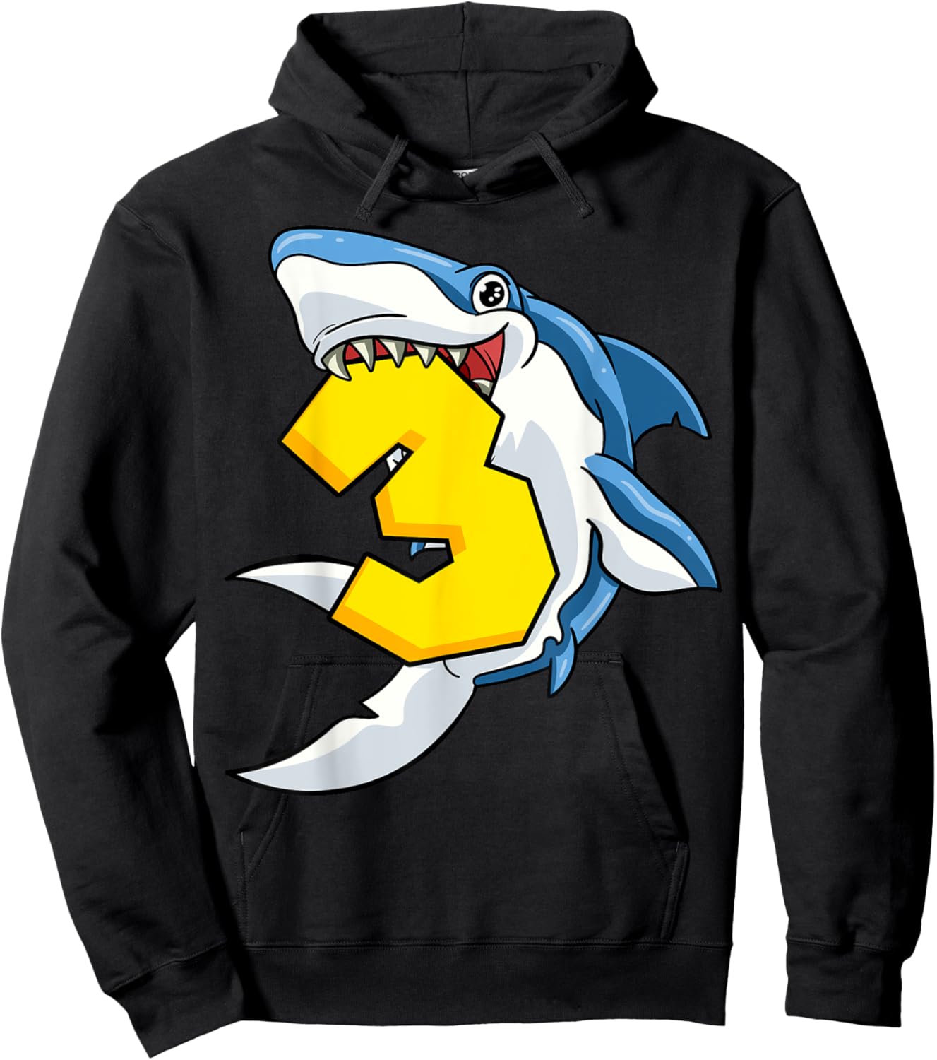 3 Shark Birthday Animal Themed Bday Party Celebration 3rd Hoodie - Hoodie | Black