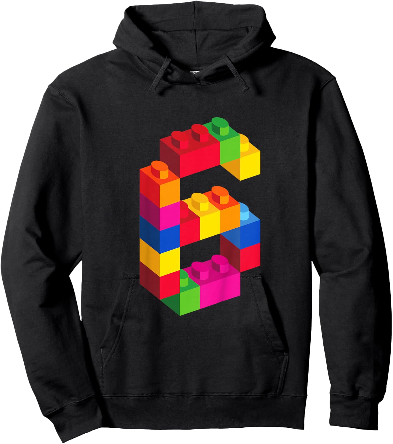 6 Year Old Building Blocks Birthday Bricks 6th Gift Hoodie - Hoodie | Black