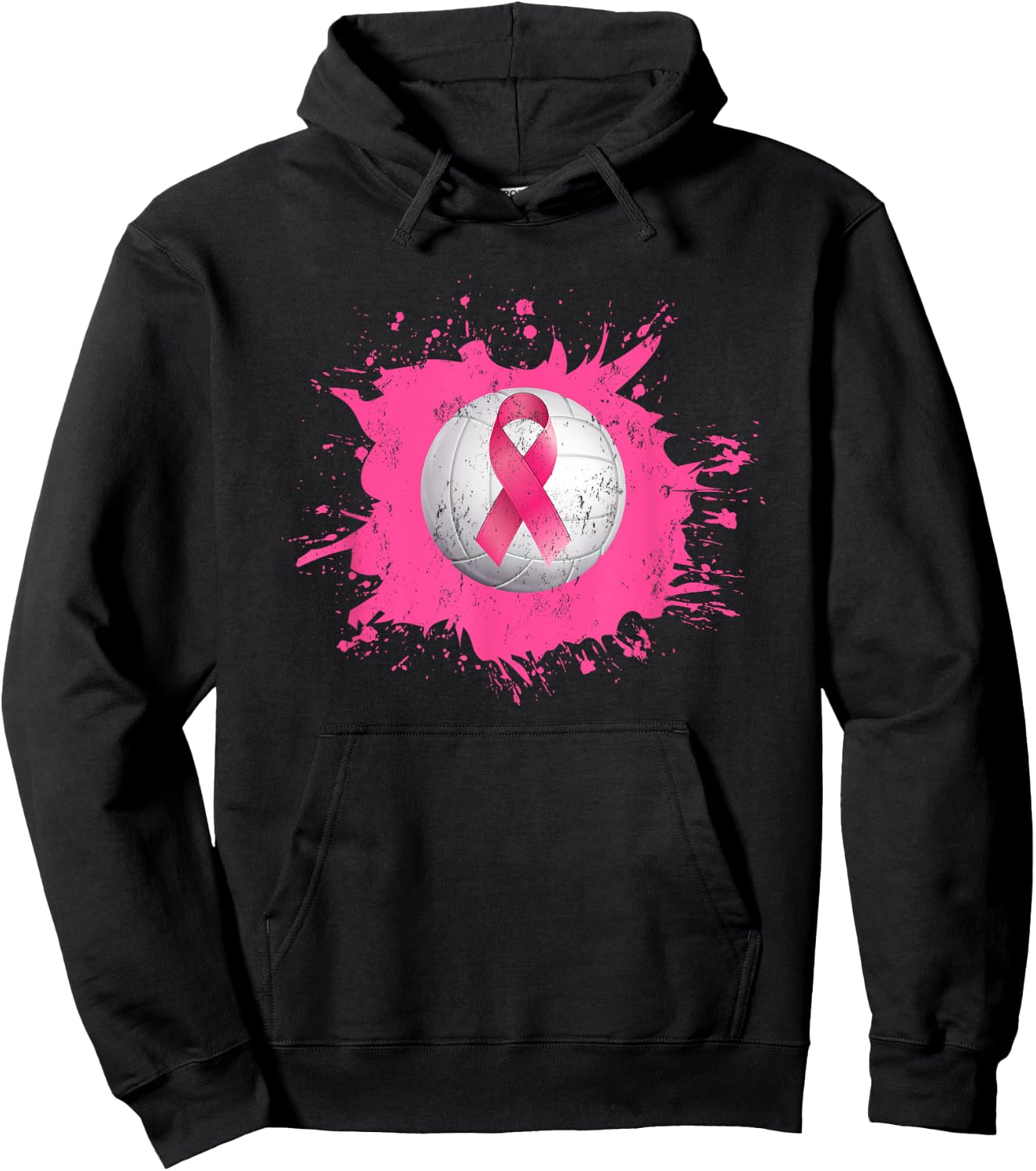 Volleyball Pink Ribbon Breast Cancer Awareness Hoodie - Hoodie | Black