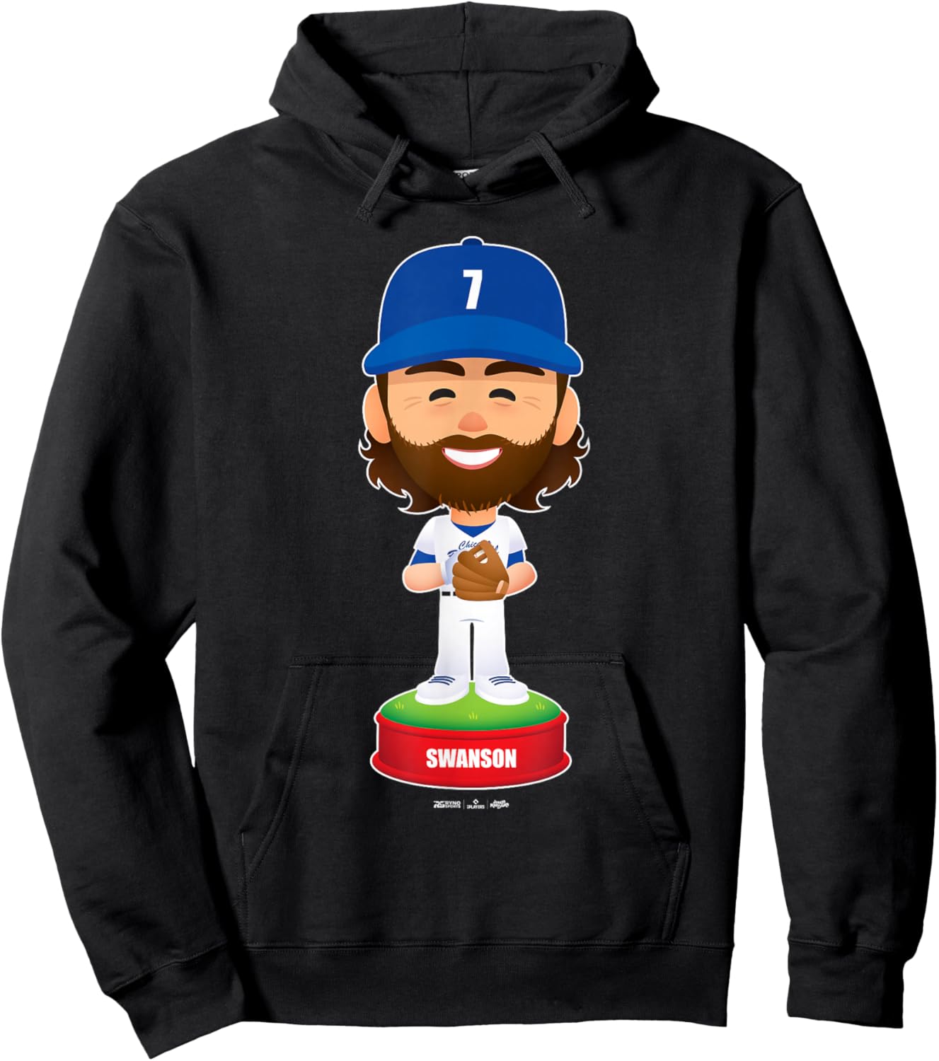 Dansby Swanson Chicago Baseball Bobblehead MLBPA Hoodie - Hoodie | Black