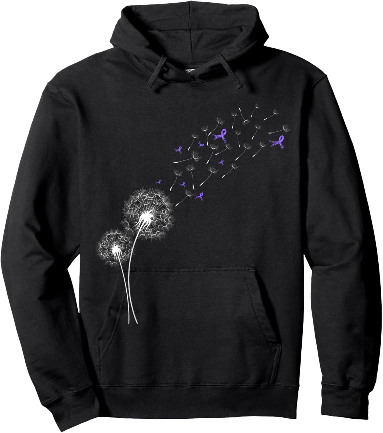 Dandelion Purple Ribbon Pancreatic Cancer Awareness Hoodie - Hoodie | Black