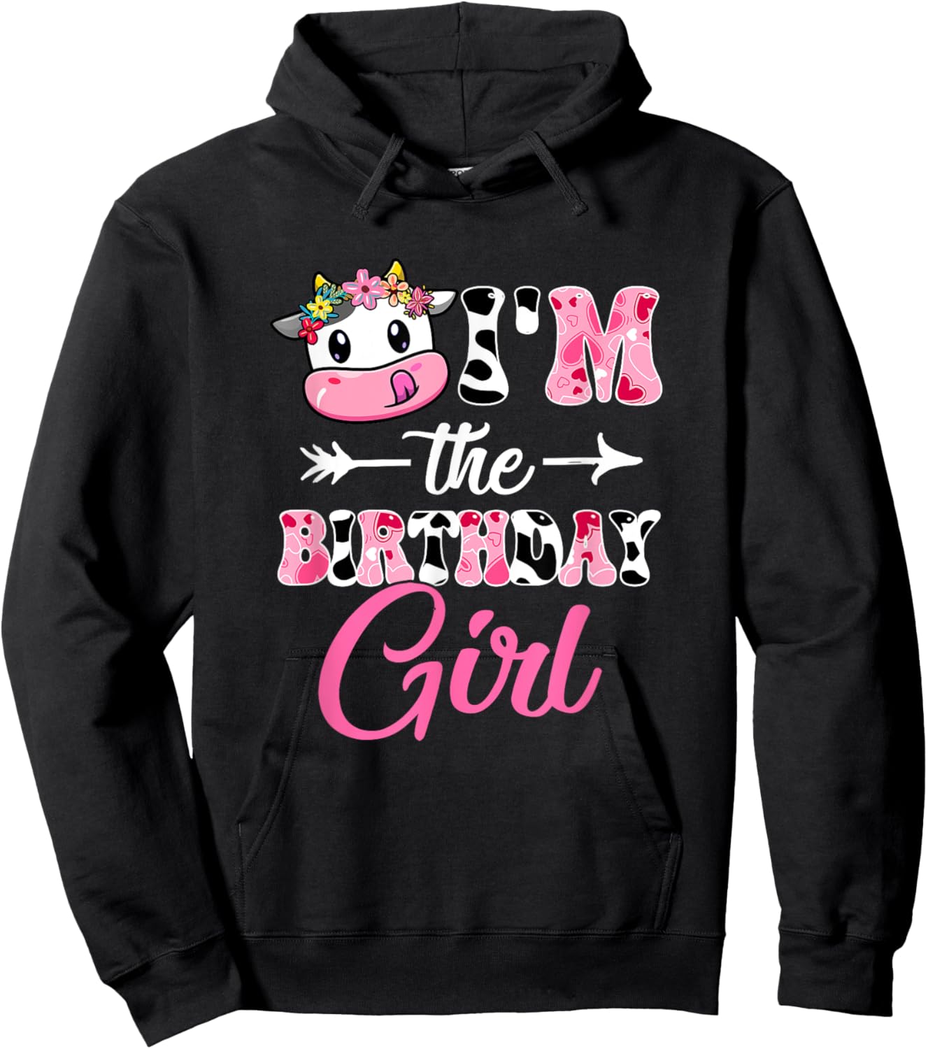 I'm The Birthday Girl Cute Cow 1st Birthday Girl Theme Party Hoodie - Hoodie | Black