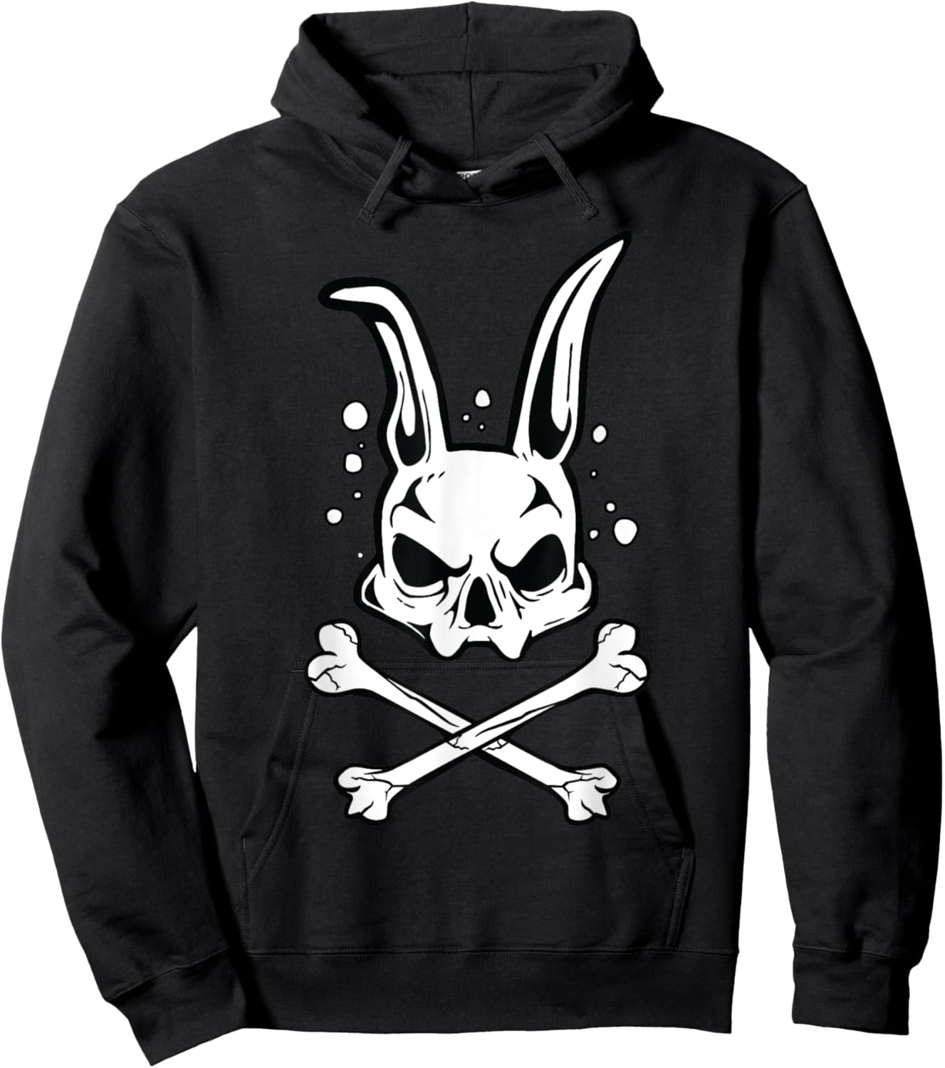 Scary Skull And Crossbones Bad Rabbit Horror Bunny Halloween Hoodie - Hoodie | Black