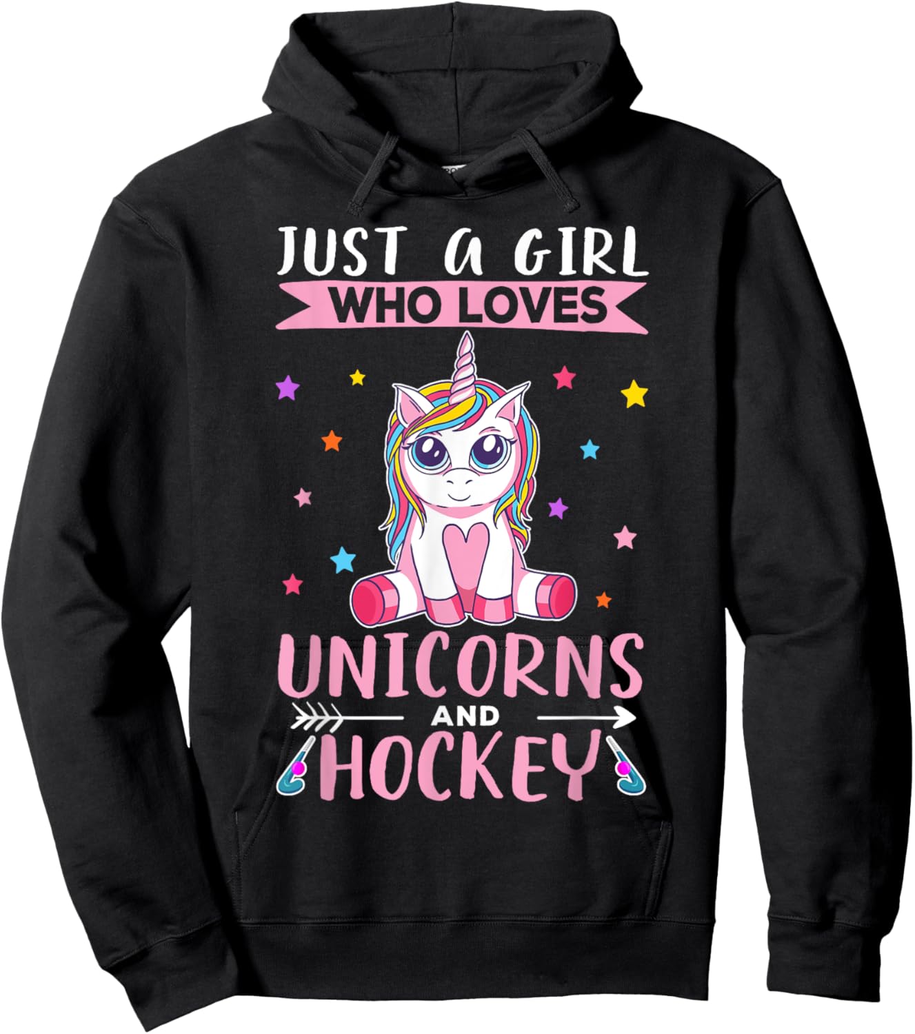 Just A Girl Who Loves Unicorns And Hockey Field Hockey Hoodie - Hoodie | Black