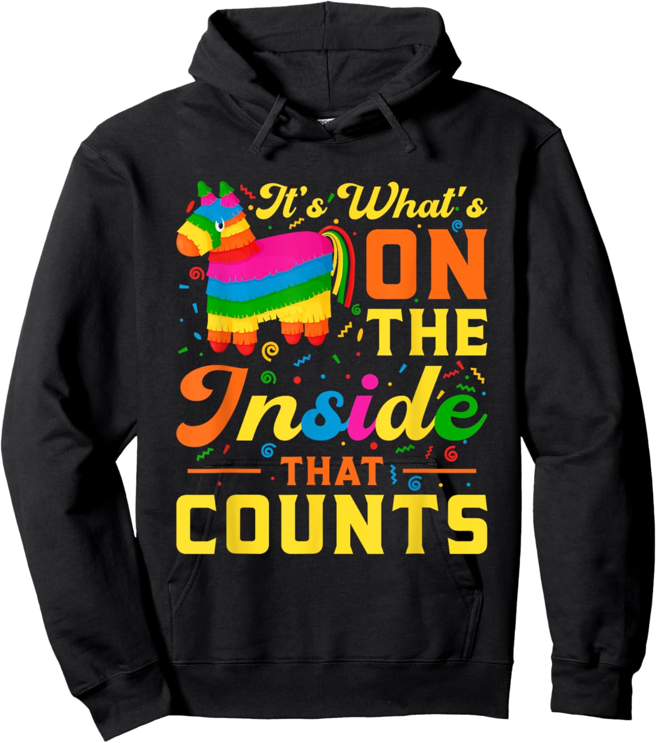 It's What On The Inside That Counts | Mexican Alpaca Pinata Hoodie - Hoodie | Black