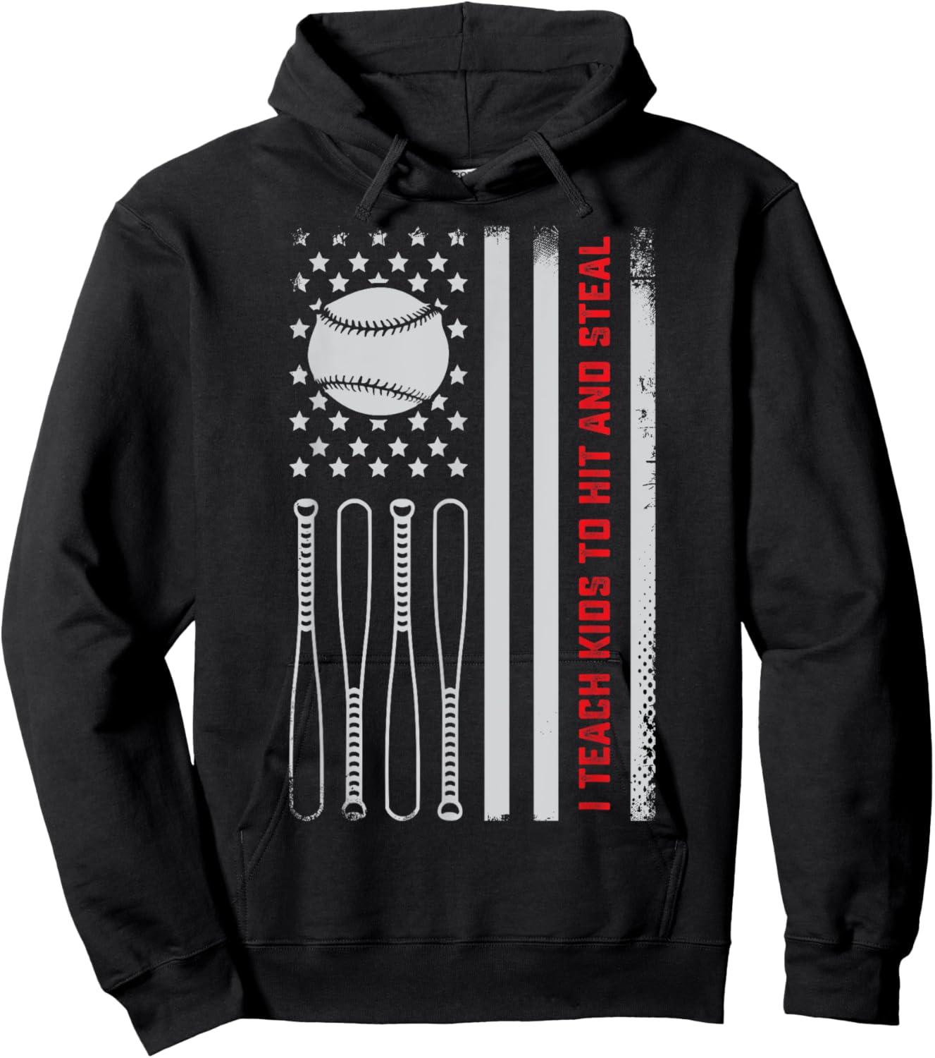 I Teach Kids to Hit and Steal - Baseball Coach Softball Dad Hoodie - Hoodie | Black