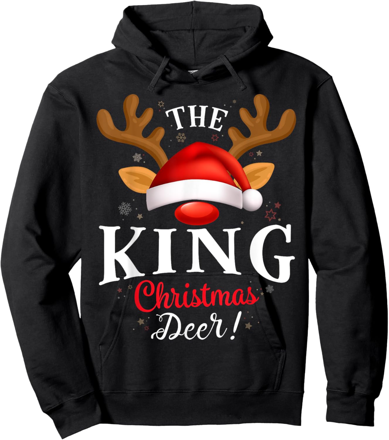 King Christmas Deer PJS Xmas Family Matching Hoodie - Hoodie | Black