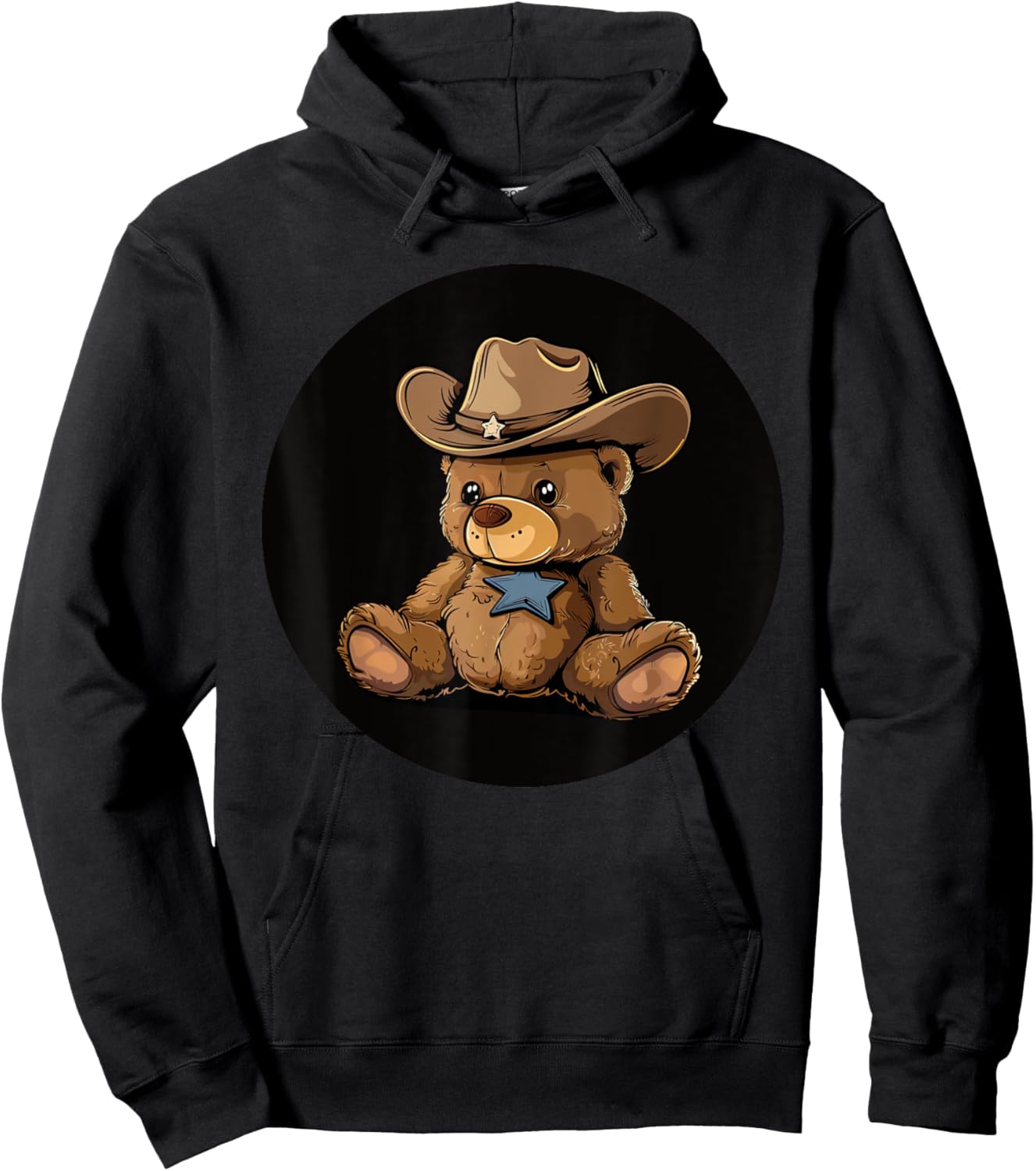 Funny Cowboy Teddy Bear with Sheriff's Star Costume Hoodie - Hoodie | Black