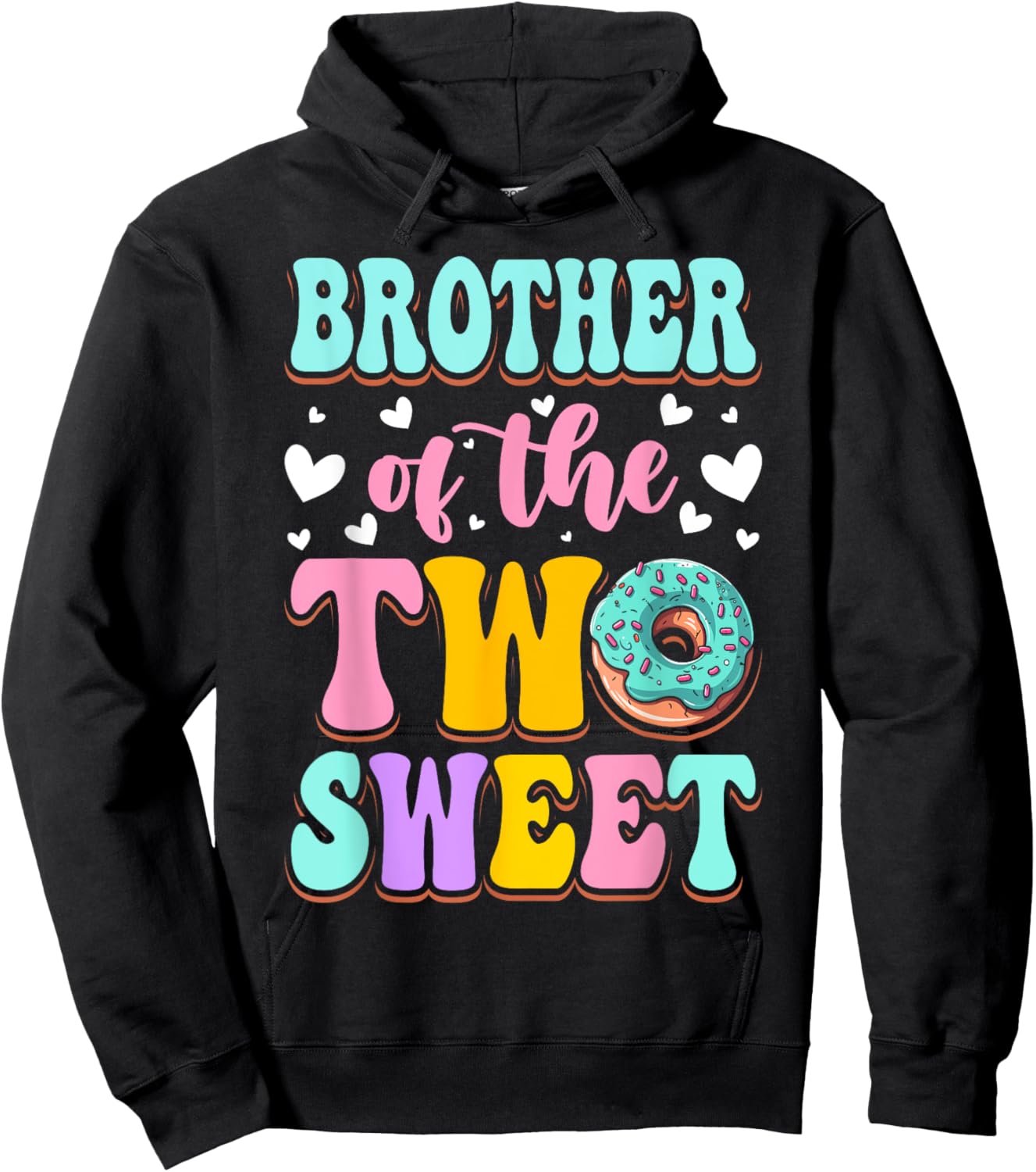 Brother Of The Two Sweet Donut Birthday Family Theme Girl Hoodie - Hoodie | Black