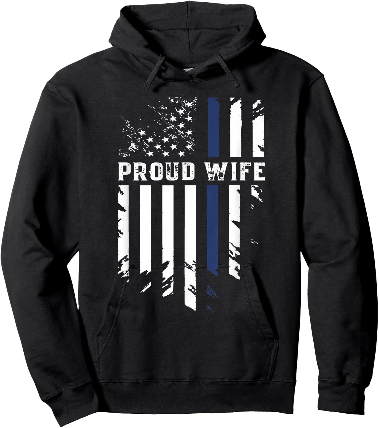 Thin Blue Line Proud Wife Police Family Hoodie - Hoodie | Black