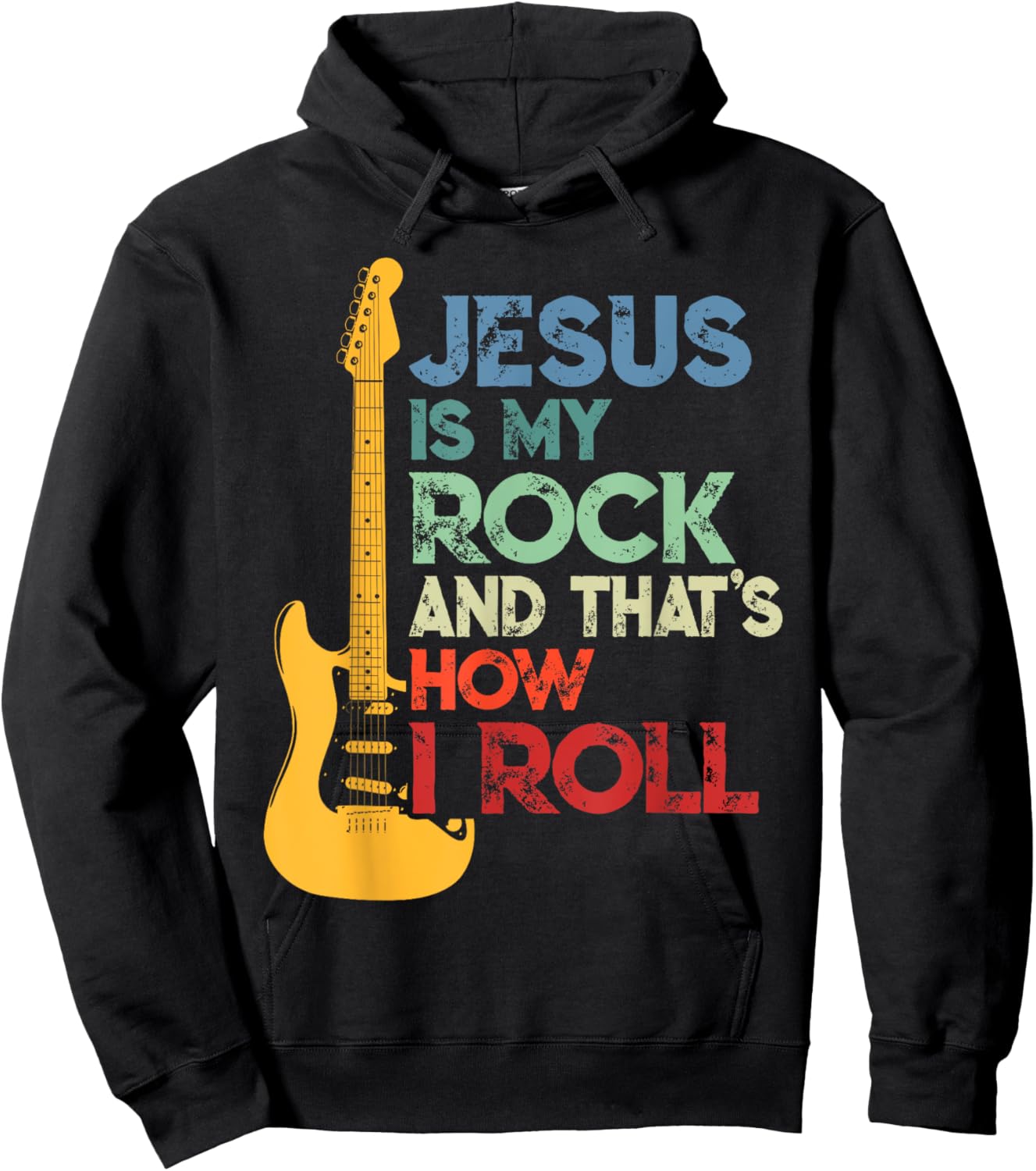 Jesus Is My Rock And That Is How I Roll Christian Guitar Hoodie - Hoodie | Black