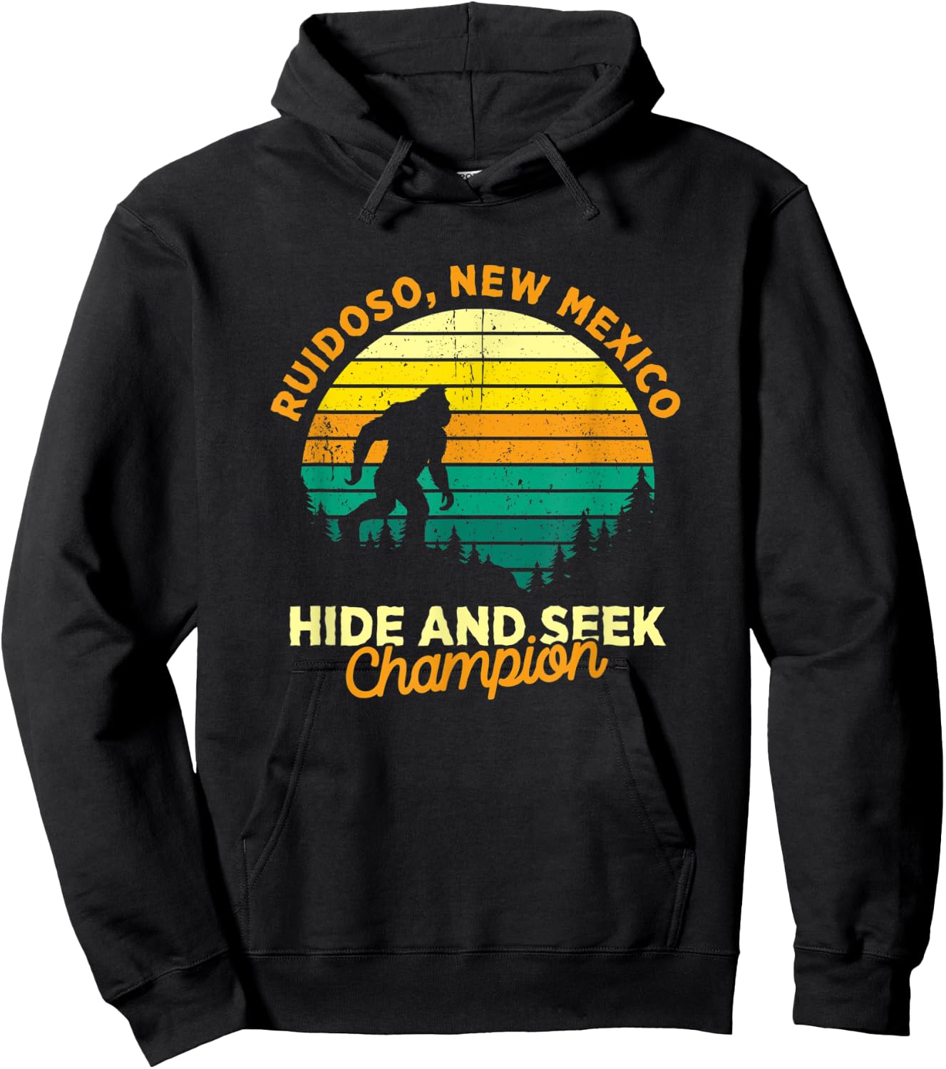 Retro Ruidoso, New Mexico Big foot Souvenir Hoodie - Hoodie | Black
