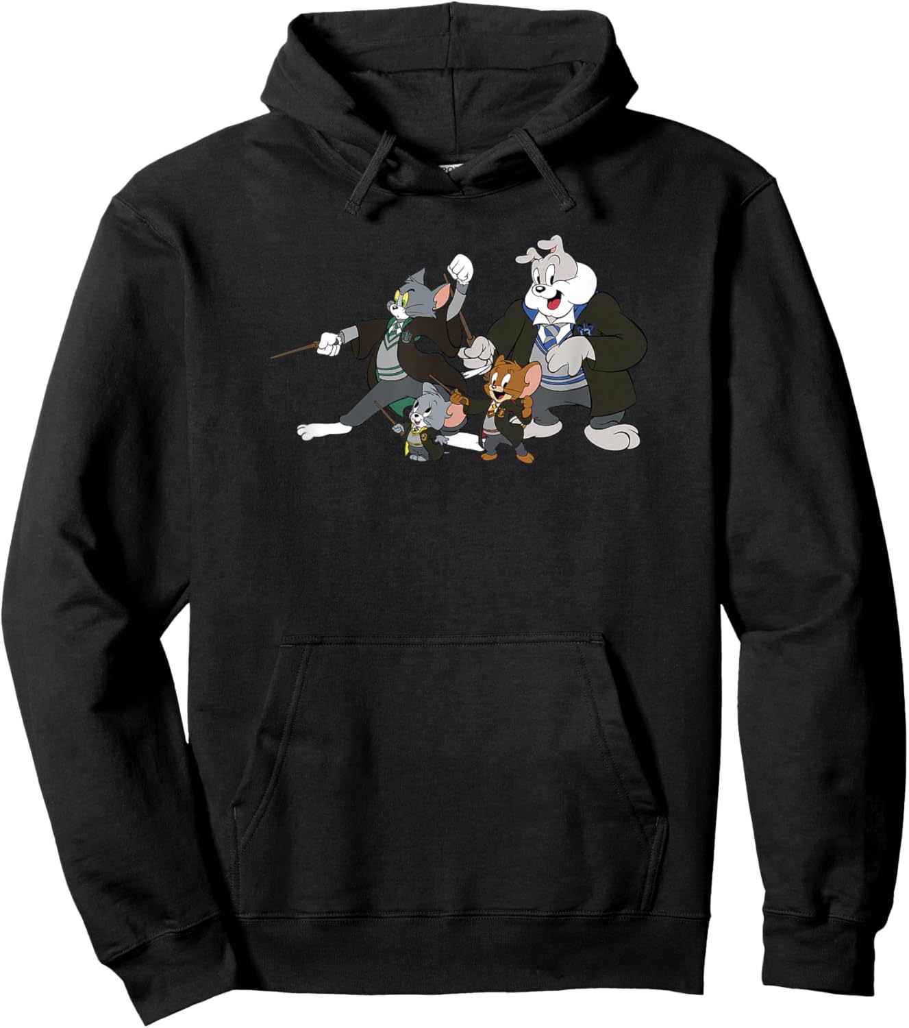 WB100 Tom and Jerry Cast With Hogwarts Uniforms Group Shot Hoodie - Hoodie | Black