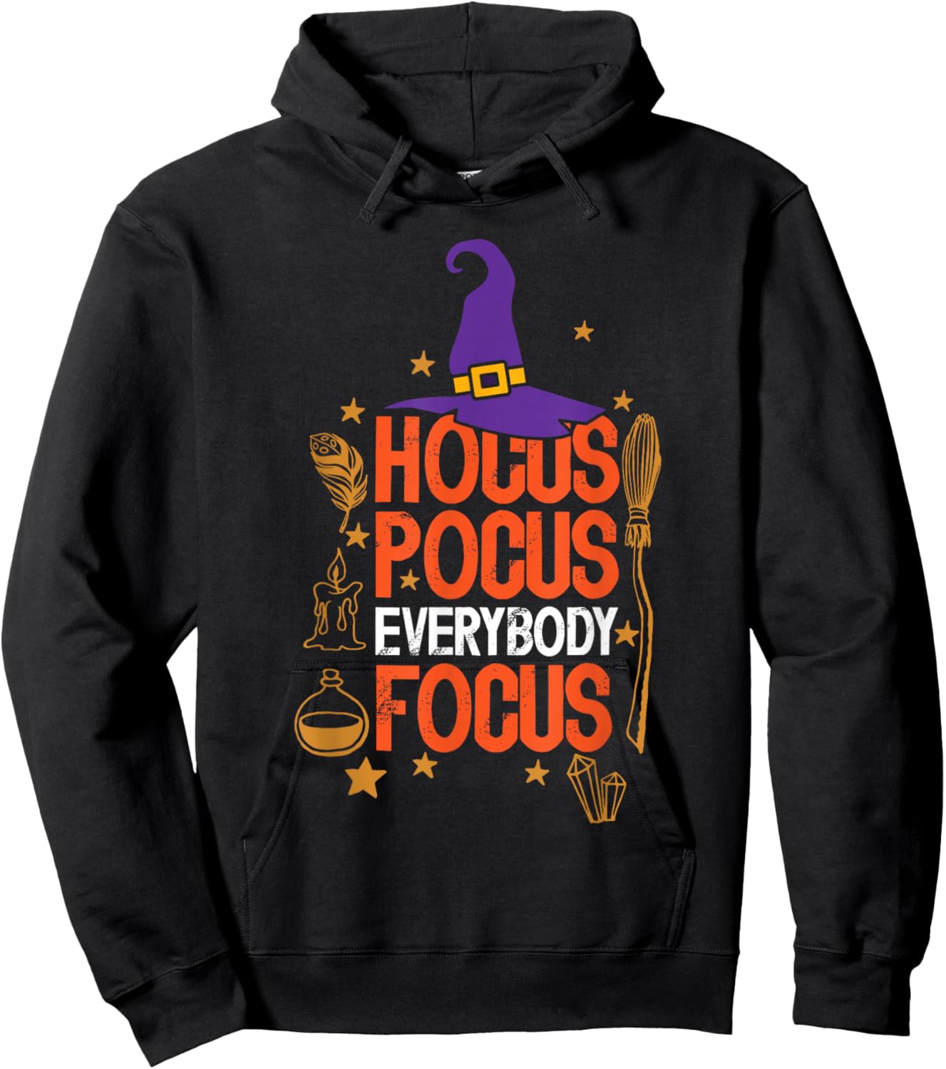 Witchy Halloween Hocus Pocus Everybody Focus Teacher Pumpkin Hoodie - Hoodie | Black
