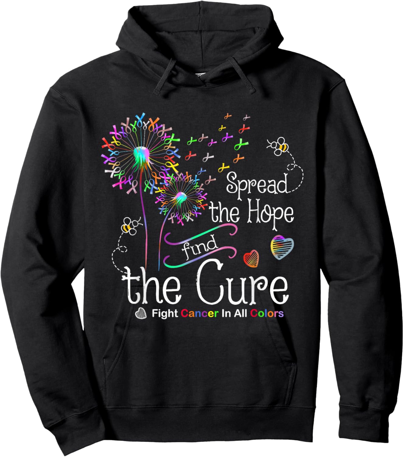 Fight Cancer In All And Every Color Ribbons Dandelion Flower Hoodie - Hoodie | Black