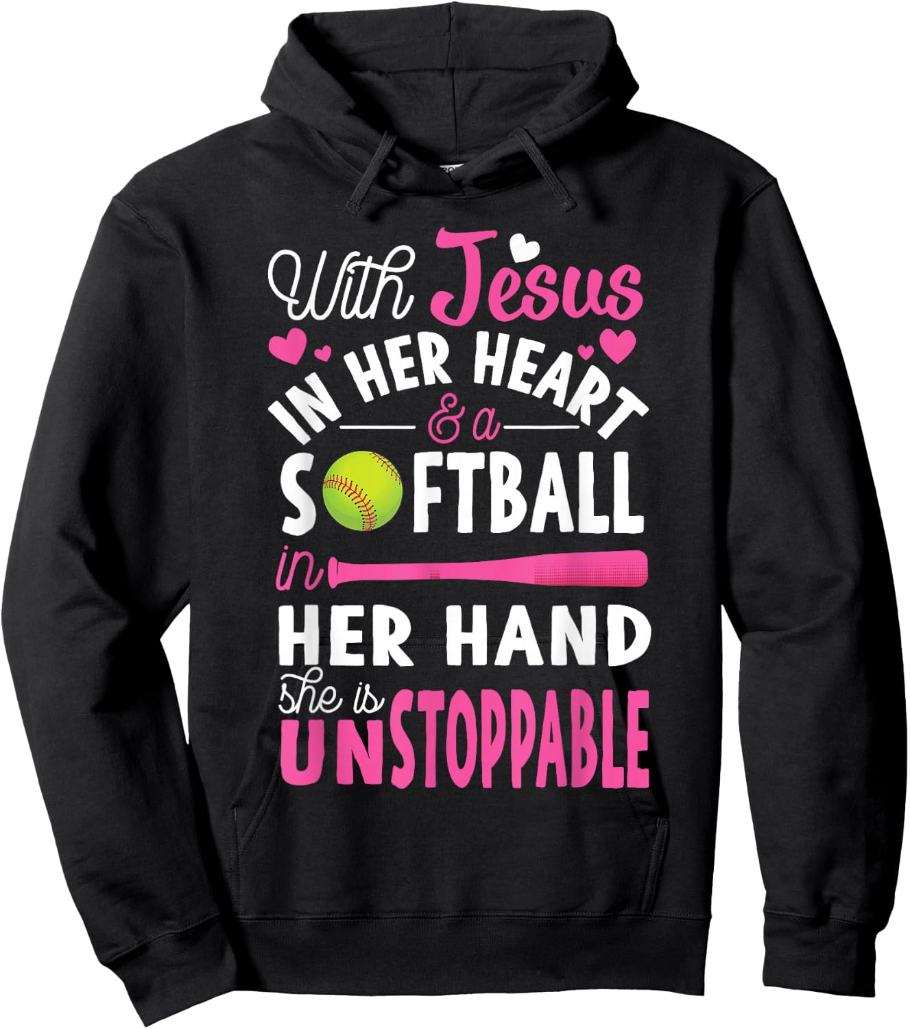 Jesus in Her Heart Softball Hand Funny Pitcher Gift Hoodie - Hoodie | Black