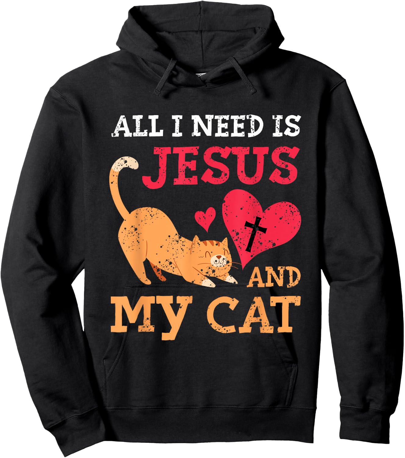 All I Need Is Jesus And My Cat Kitten Kitty Cat Christian Women Girls Kids Hoodie - Hoodie | Black