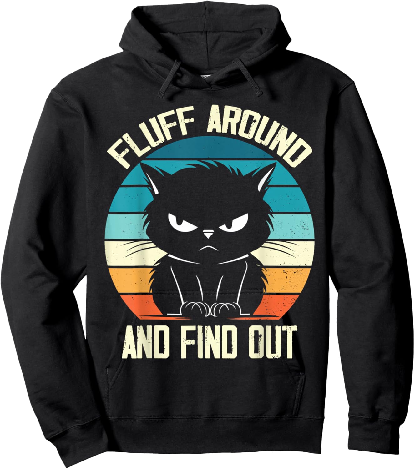 Fluff Around & Find Out, Funny Cat Retro Novelty Women Hoodie - Hoodie | Black
