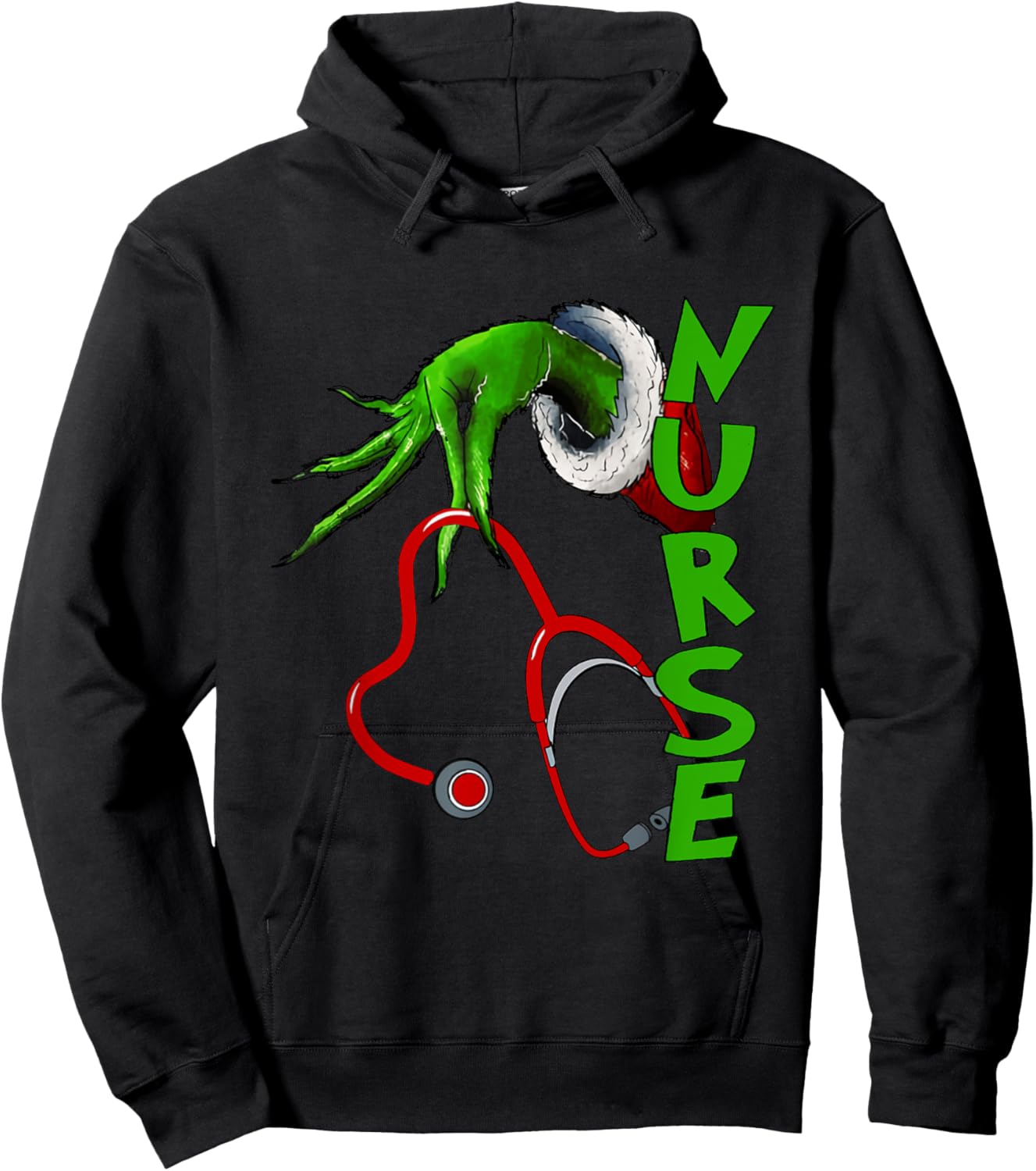 Nurse Christmas Stethoscope Nurses Xmas Pajamas PJs Women Hoodie - Hoodie | Black