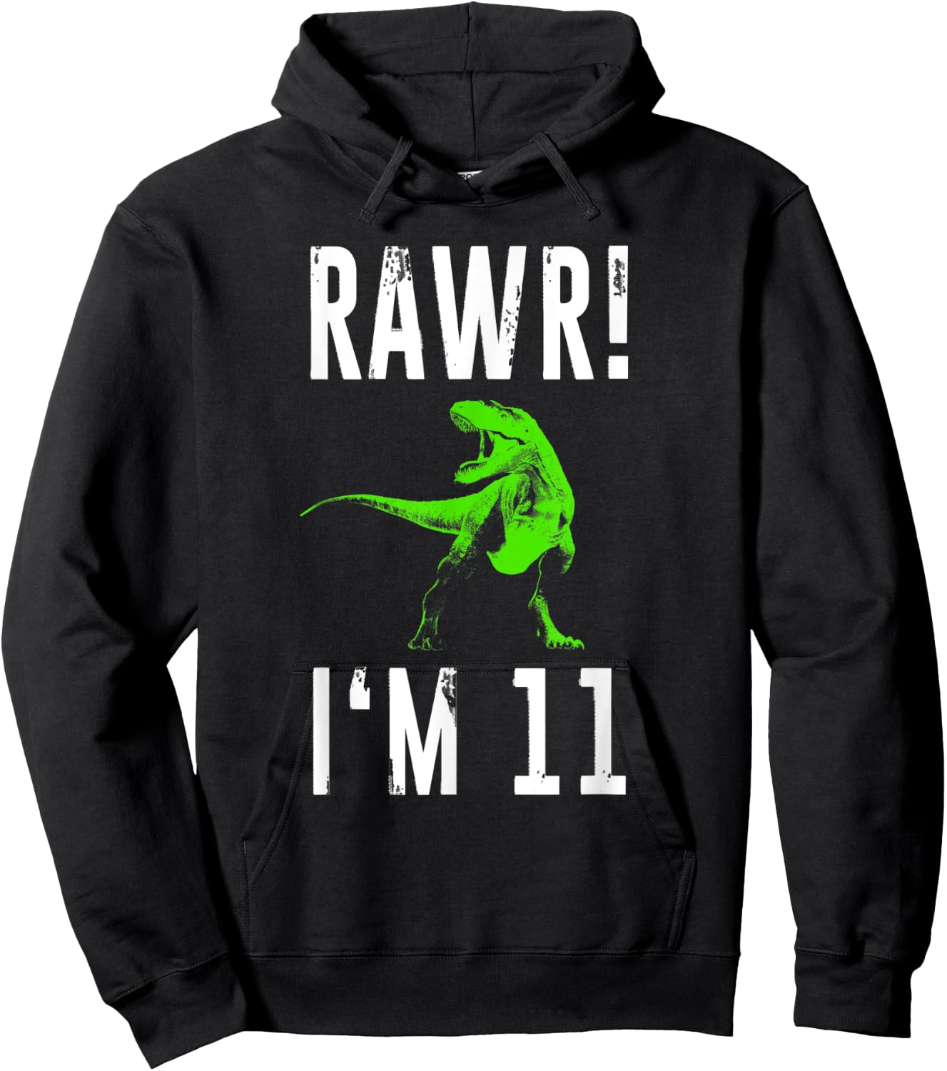 Eleven Year Old Dinosaur | 11th Birthday Rawr I'm 11 Shirt Hoodie - Hoodie | Black