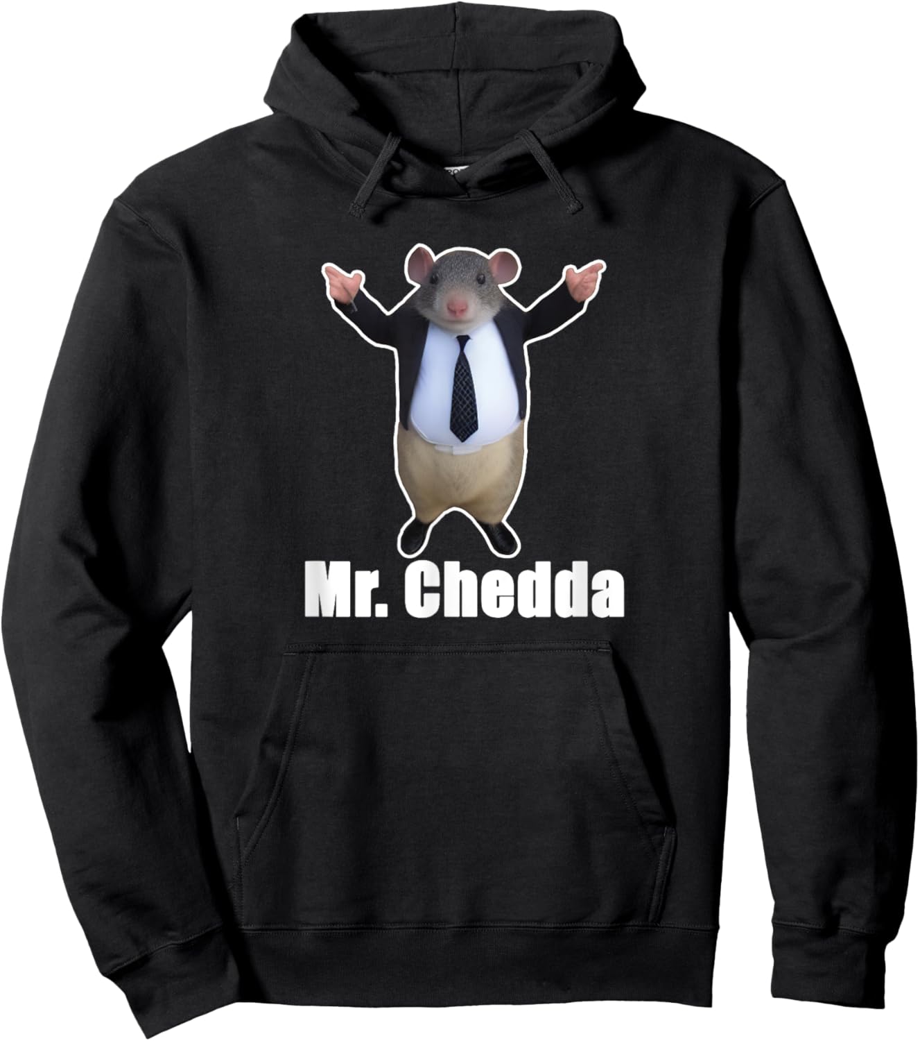 Mr Chedda Memes Black Cartoon Meme , -Adults, Small, Short Sleeve Hoodie - Hoodie | Black