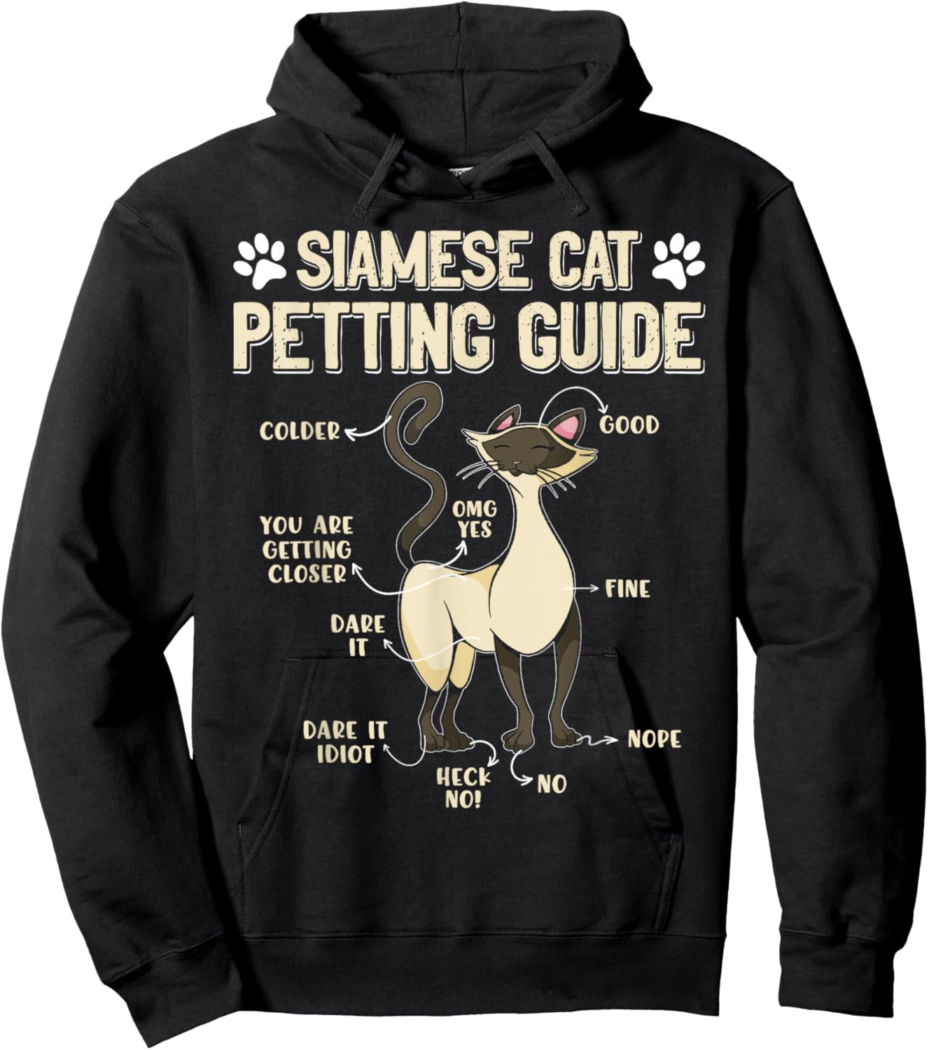 SIAMESE CAT PETTING GUIDE Funny Cat Owners Siamese Cat Women Hoodie - Hoodie | Black