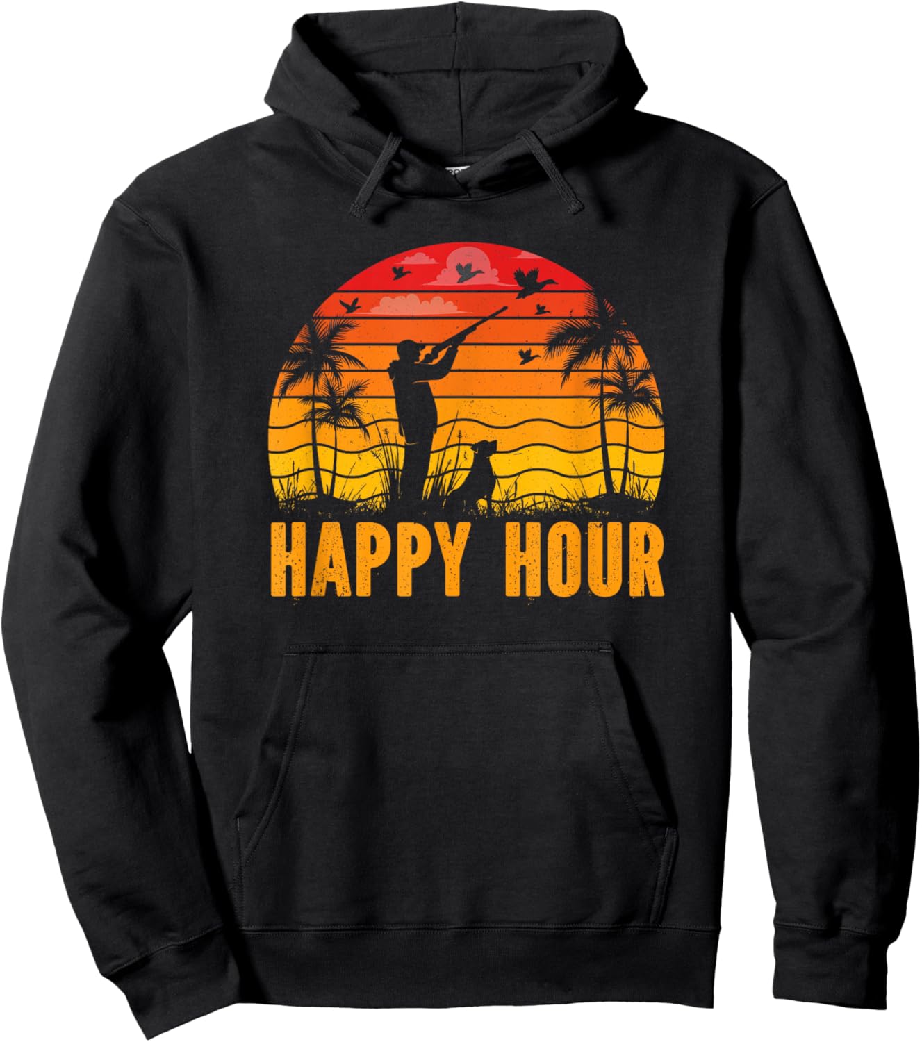 Duck Hunting Apparel, Happy Hour Duck Hunter Hunting Dog Women Hoodie - Hoodie | Black