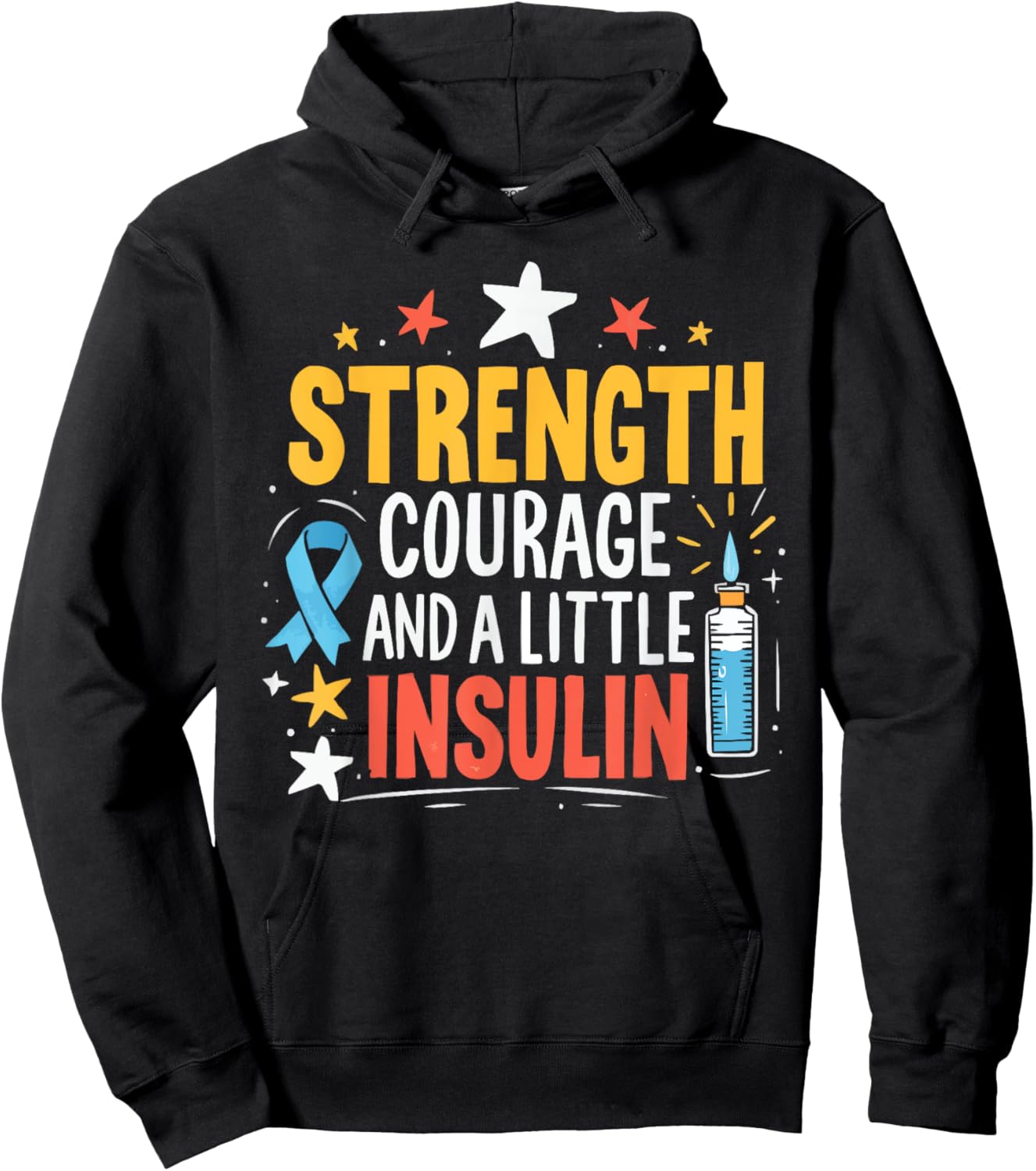 T1D Warrior Insulin Diabetic Type 1 Diabetes Awareness Hoodie - Hoodie | Black