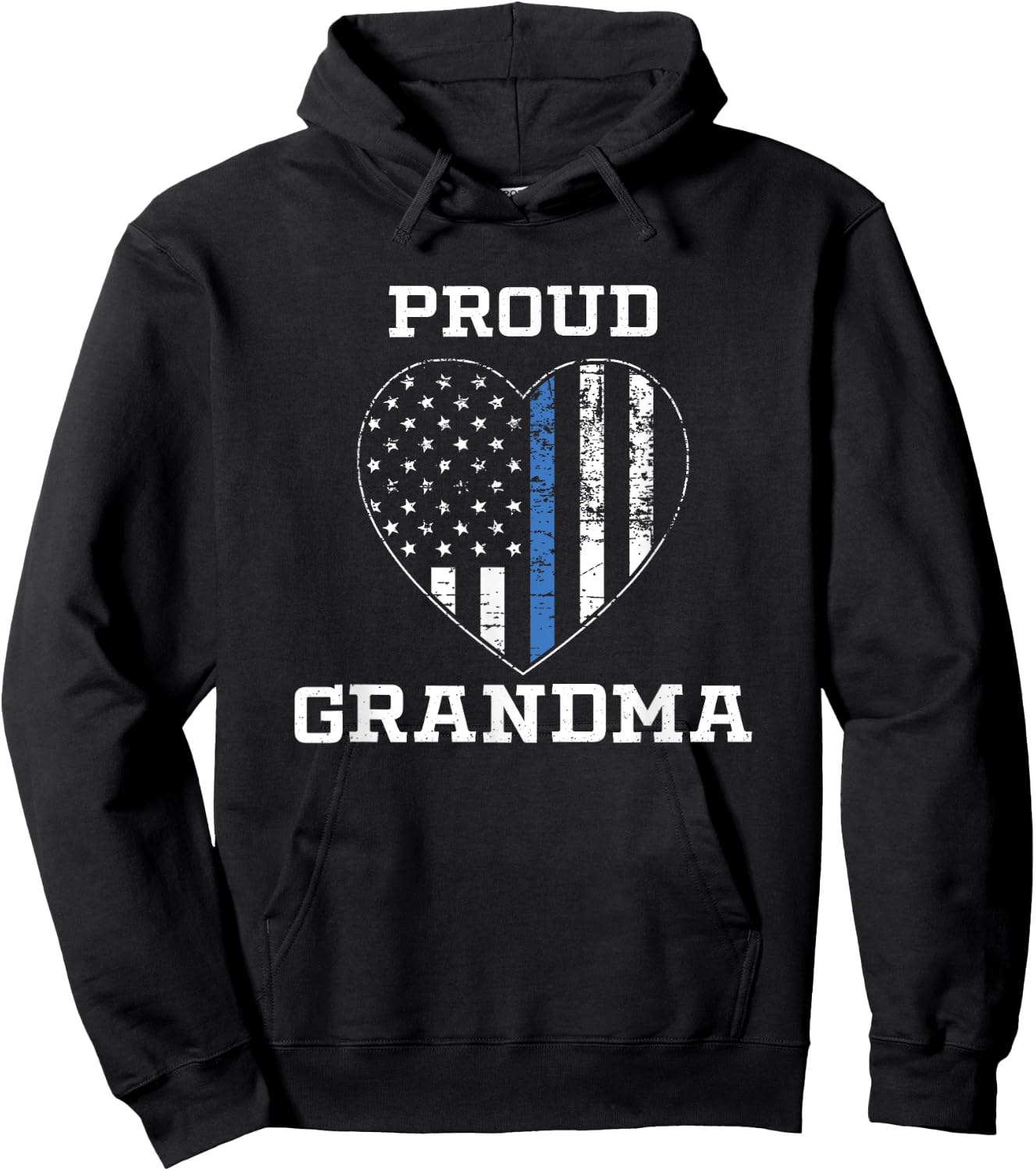 Proud Police Grandma Thin Blue Line Gifts Hoodie - Hoodie | Black