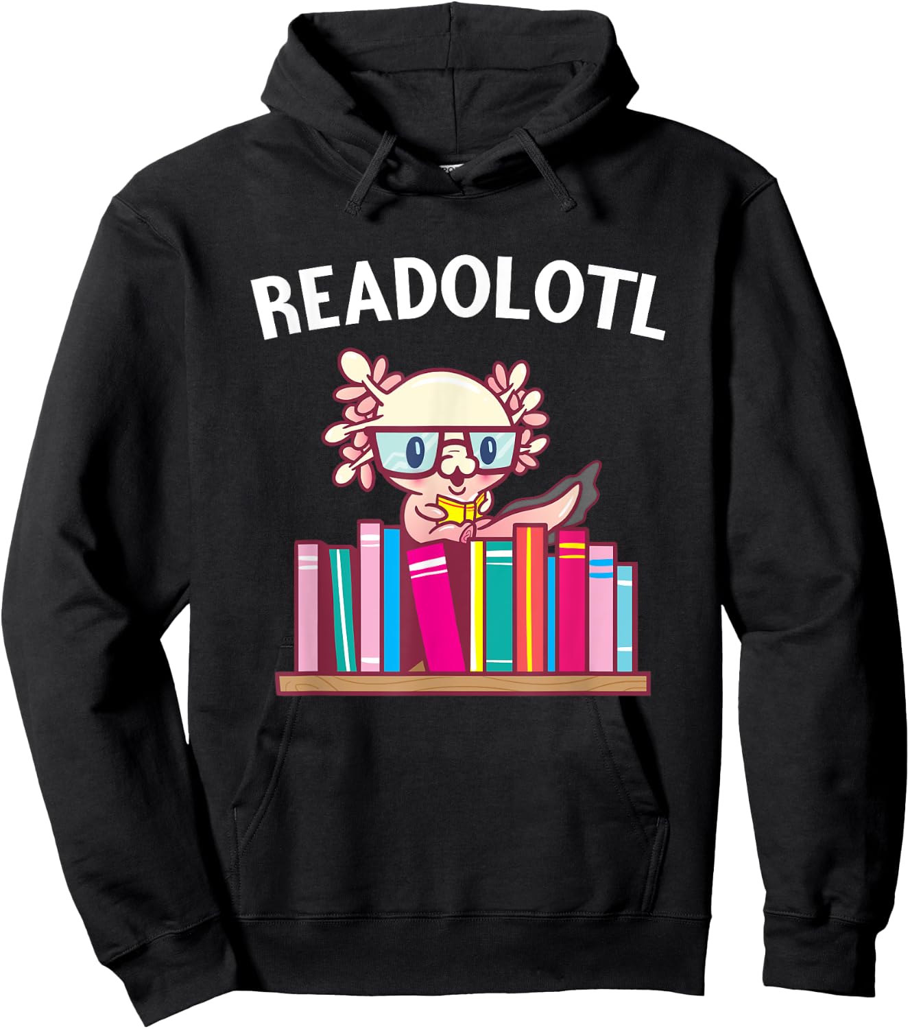 Funny Axolotl Shirt Book Reading Gift Bookworm Boys & Girls Hoodie - Hoodie | Black