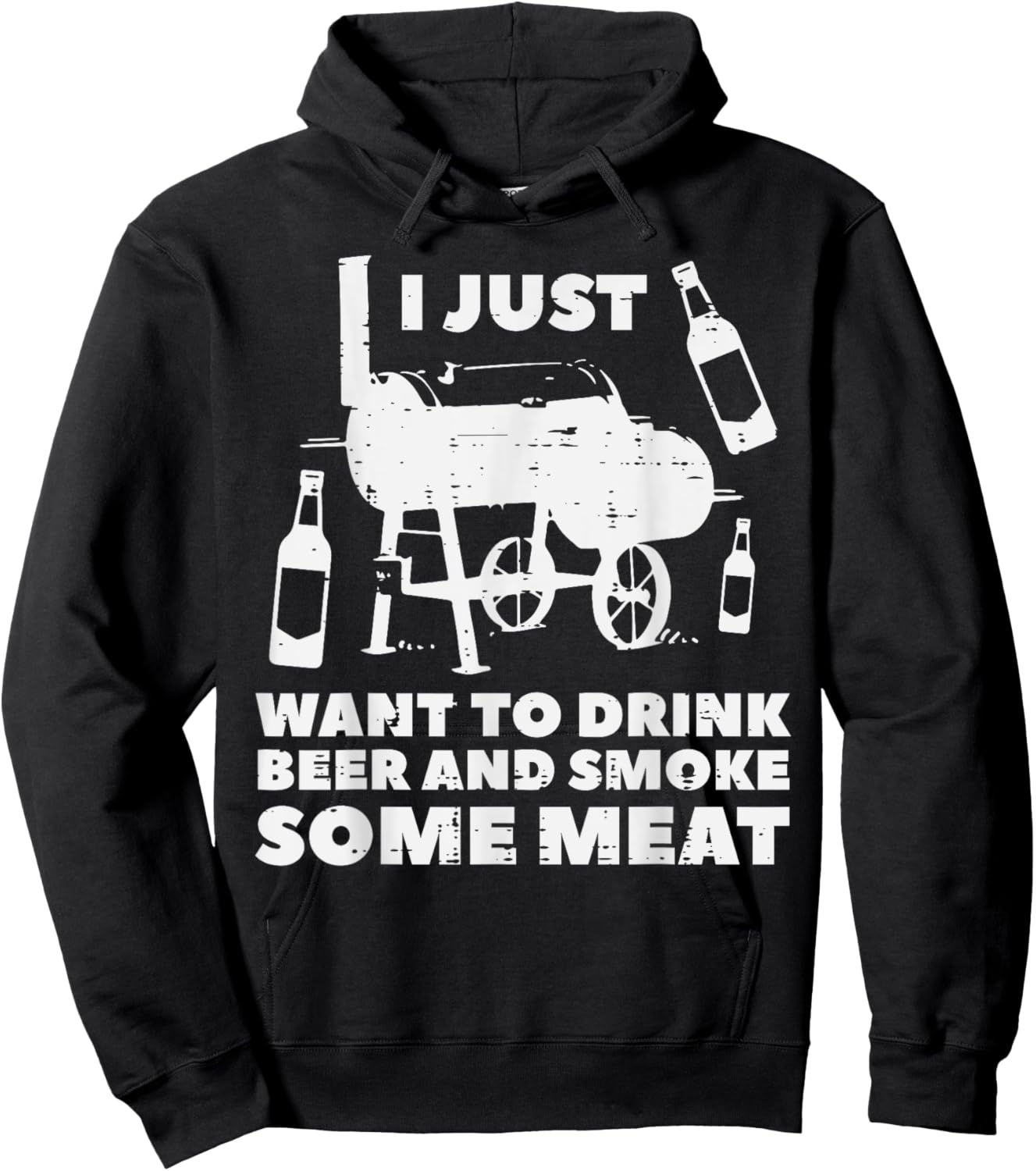 Just Want To Grill Some Meat Fun Bbq Barbecue Grill Dad Men Hoodie - Hoodie | Black